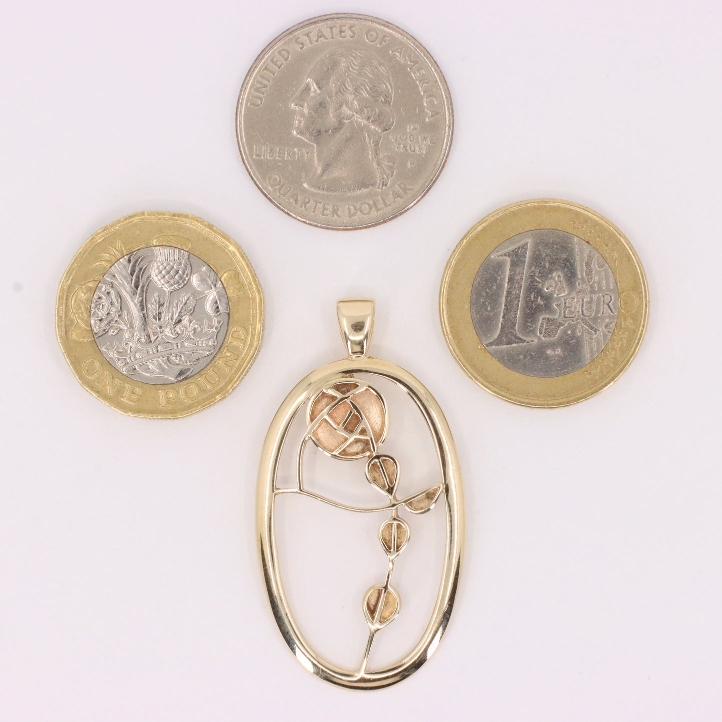 Vintage 9ct Hallmarked Gold Art Nouveau Rennie Mackintosh Pendant Boxed Gift