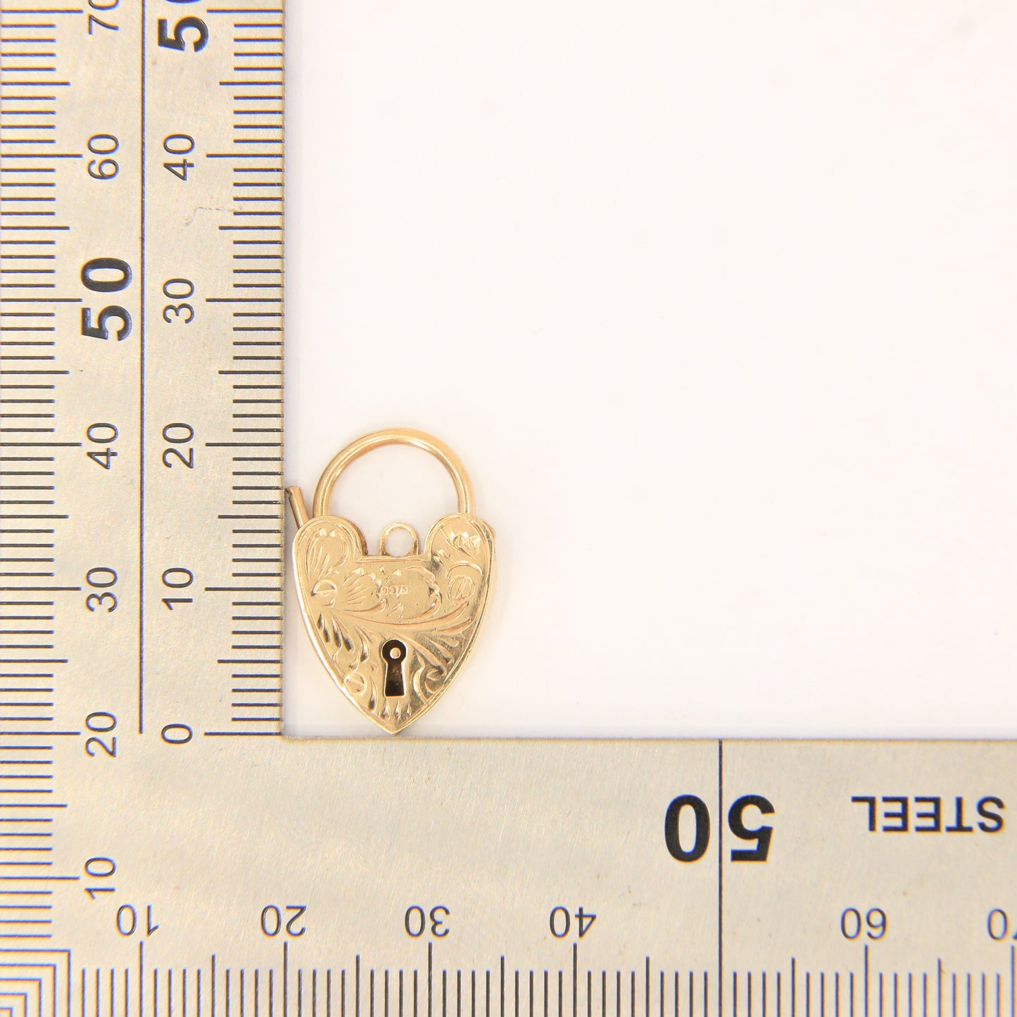 Vintage 9ct Engraved Heart Lock Georg Jenson Gold Charm Padlock Closer Pendant Hallmarked Gift