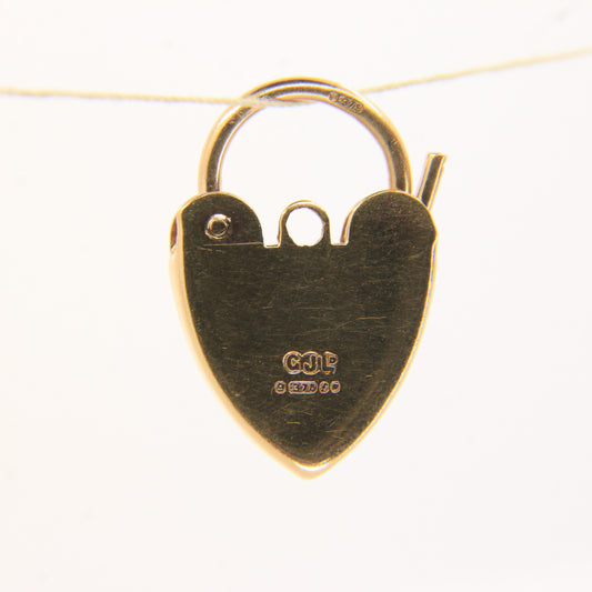 Vintage 9ct Engraved Heart Lock Georg Jenson Gold Charm Padlock Closer Pendant Hallmarked Gift