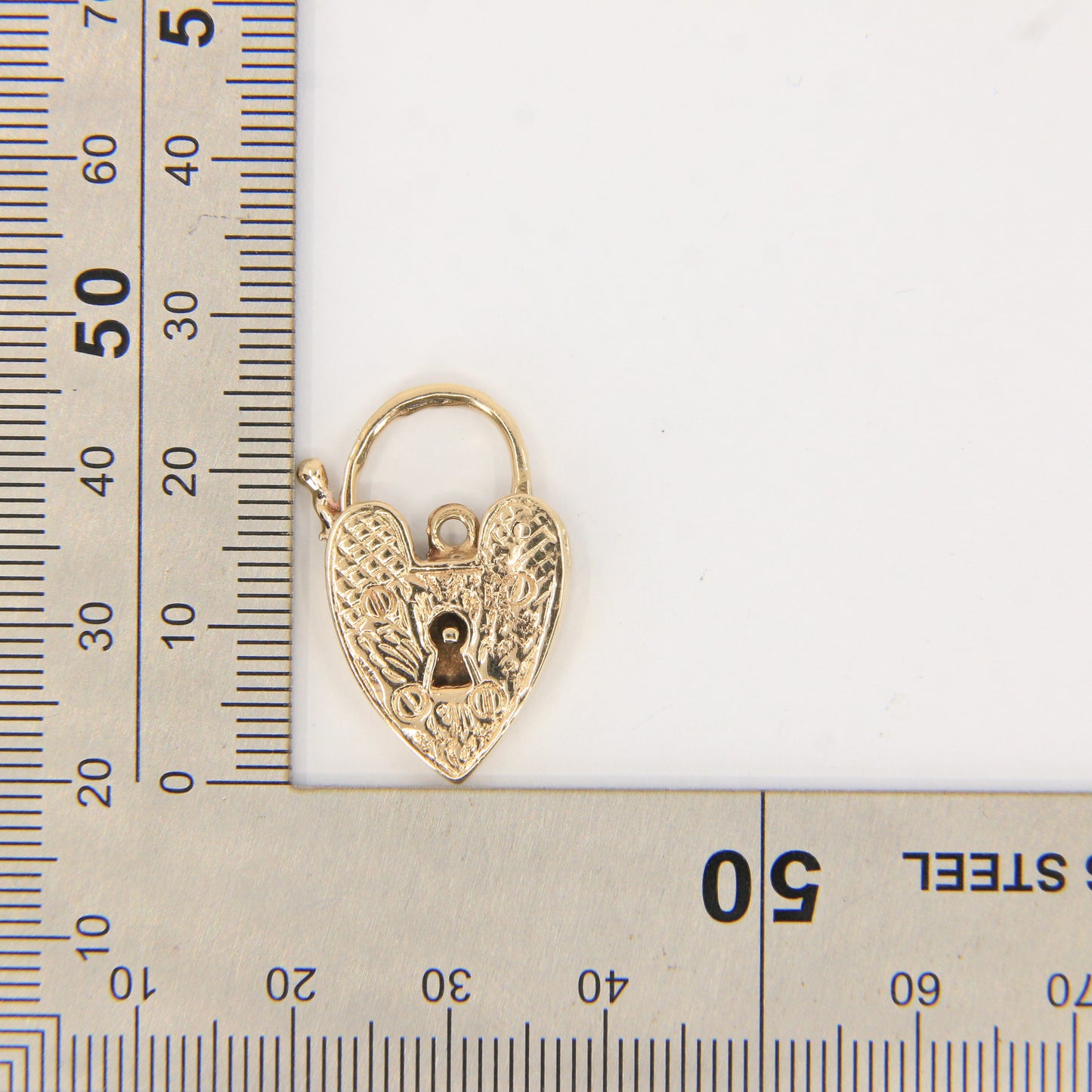 Vintage 9ct Engraved Heart Lock Gold Charm Padlock Closer Pendant Hallmarked