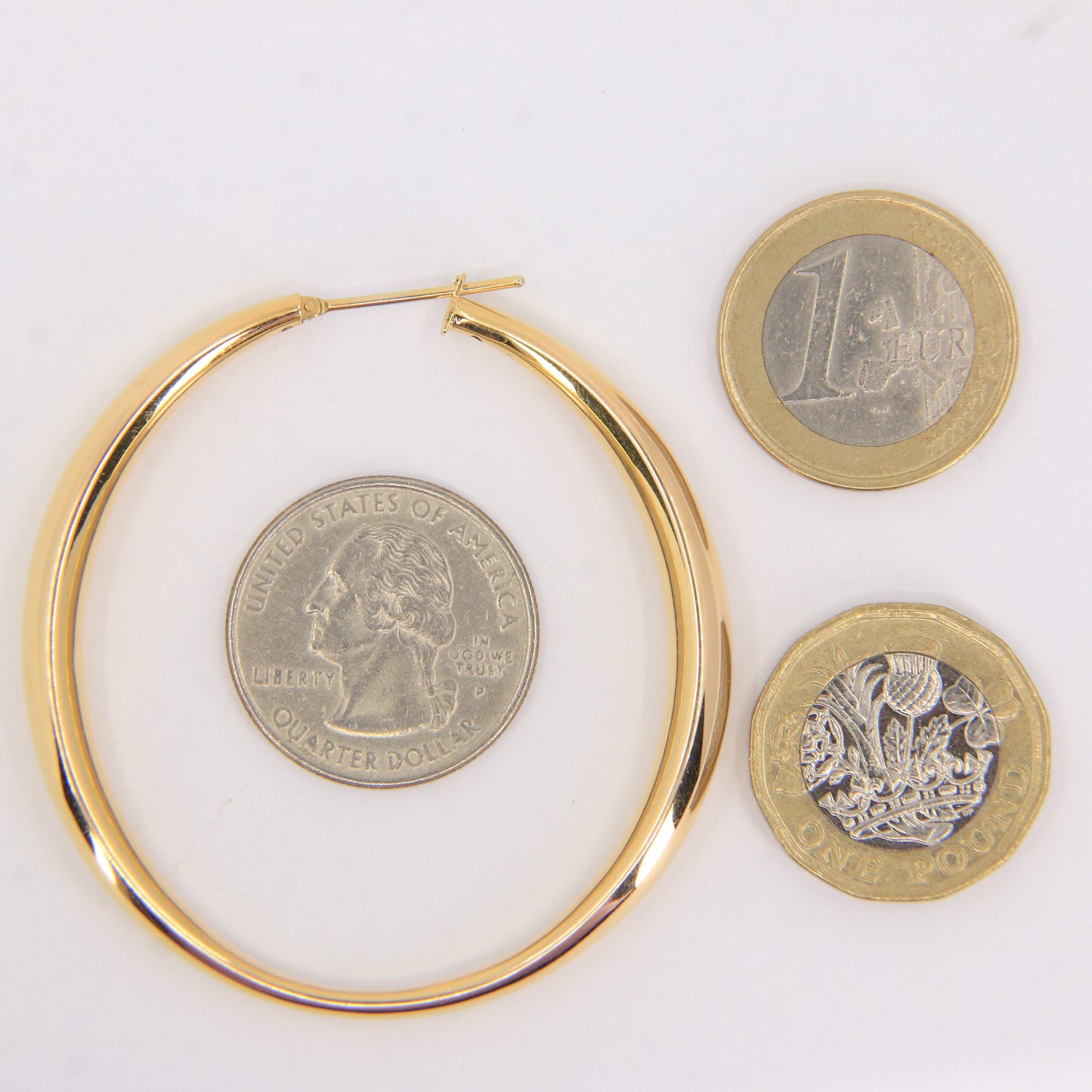 Vintage 18ct Gold Large Hoop Earrings 18k Yellow Gold Hinged Closure Hoops Boxed