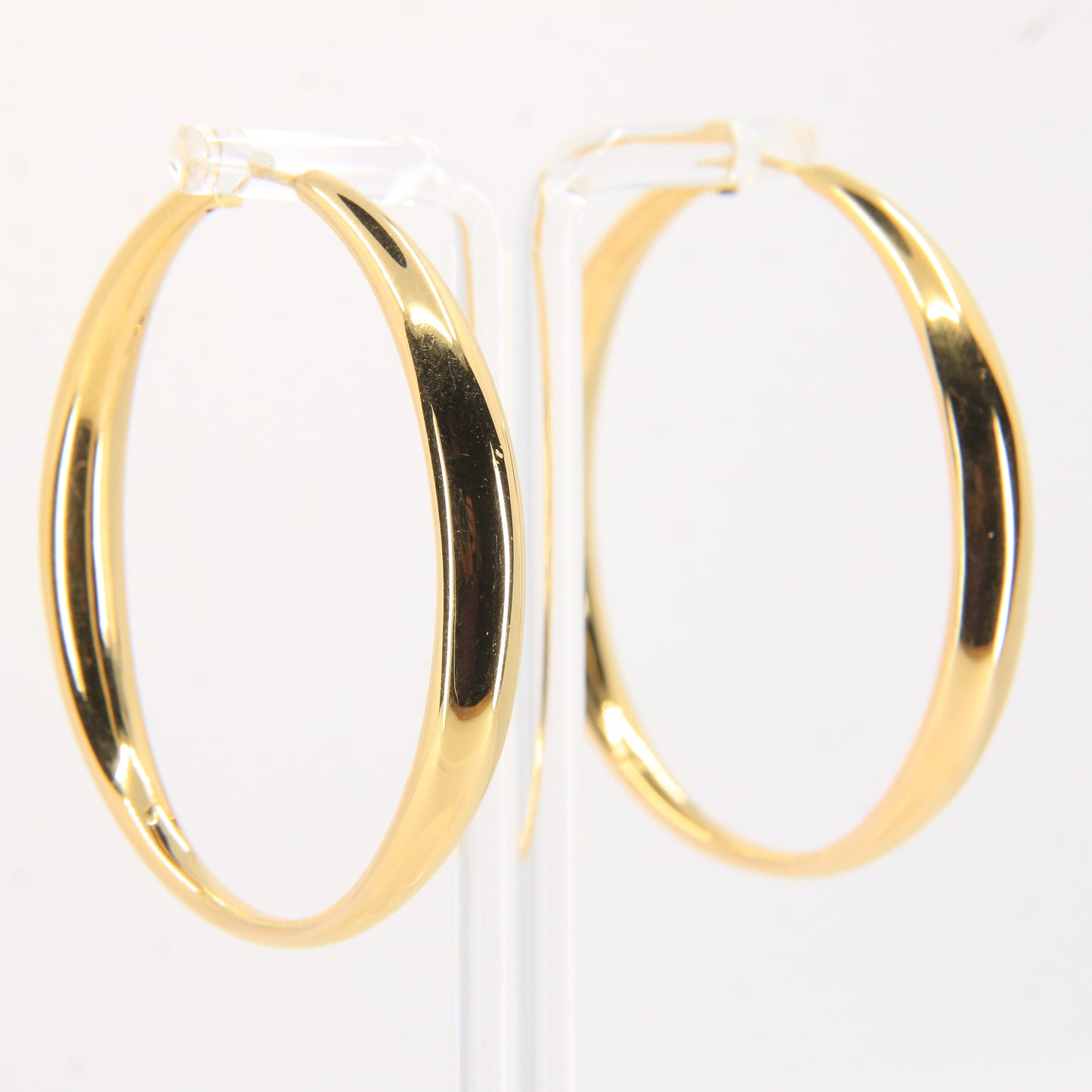 Vintage 18ct Gold Large Hoop Earrings 18k Yellow Gold Hinged Closure Hoops Boxed