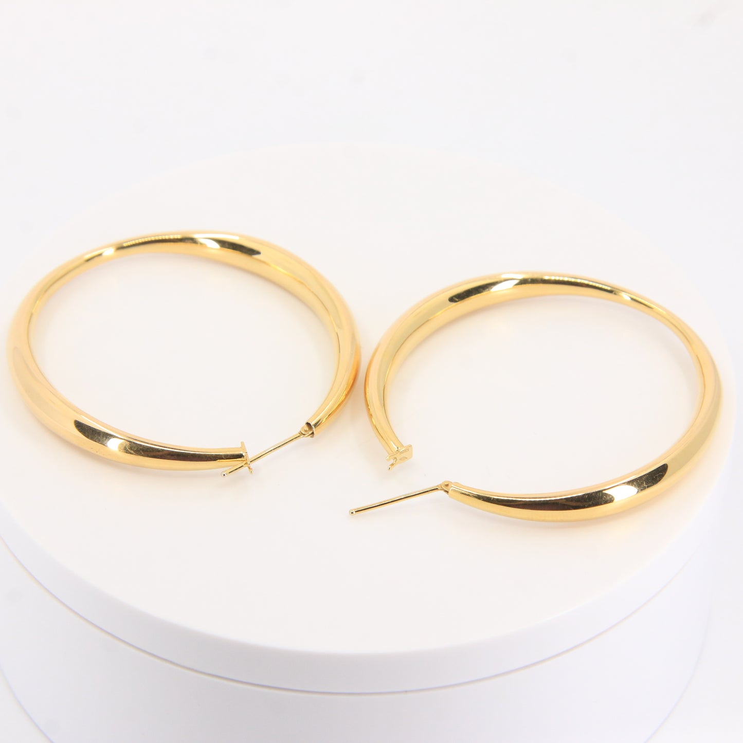 Vintage 18ct Gold Large Hoop Earrings 18k Yellow Gold Hinged Closure Hoops Boxed
