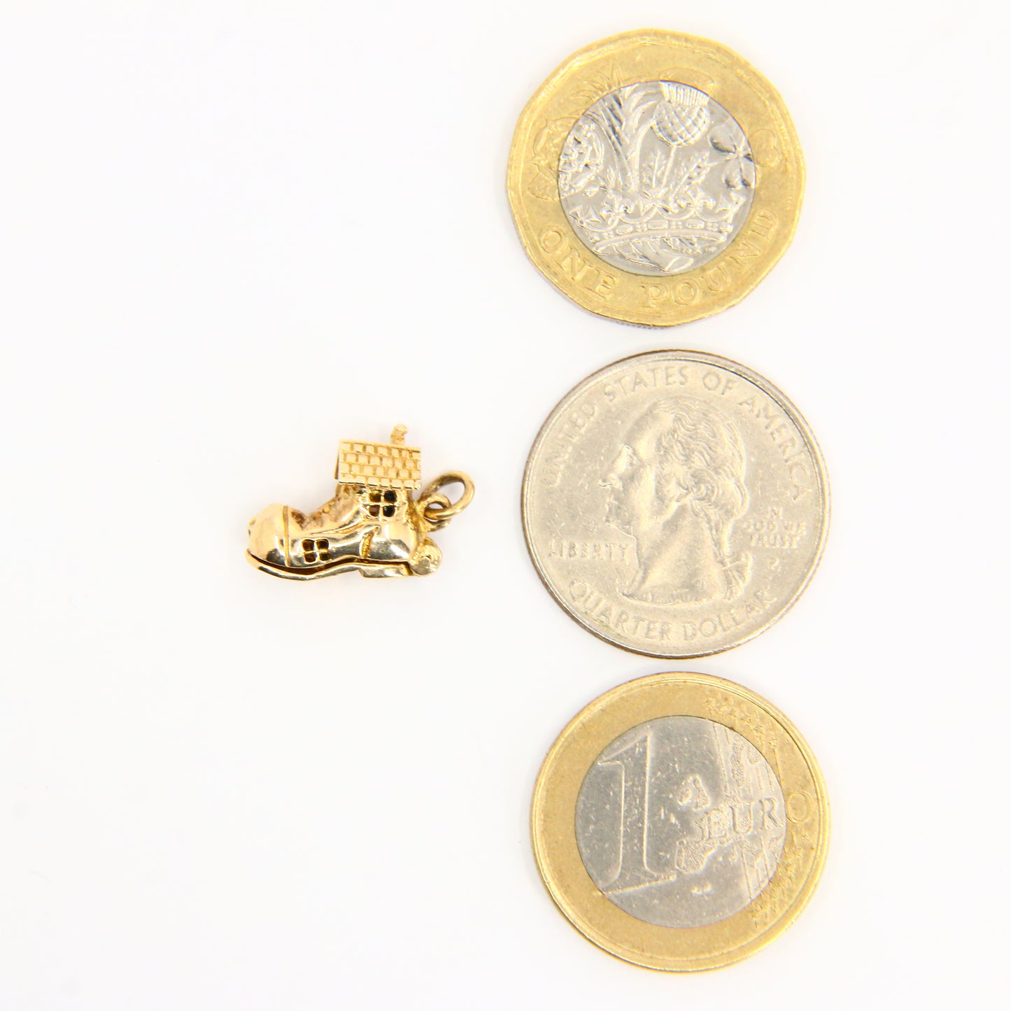 Vintage 9ct Gold Boot Opening Pendant Enamel Detailed Charm Folk Lore Yellow Gold Hallmarked