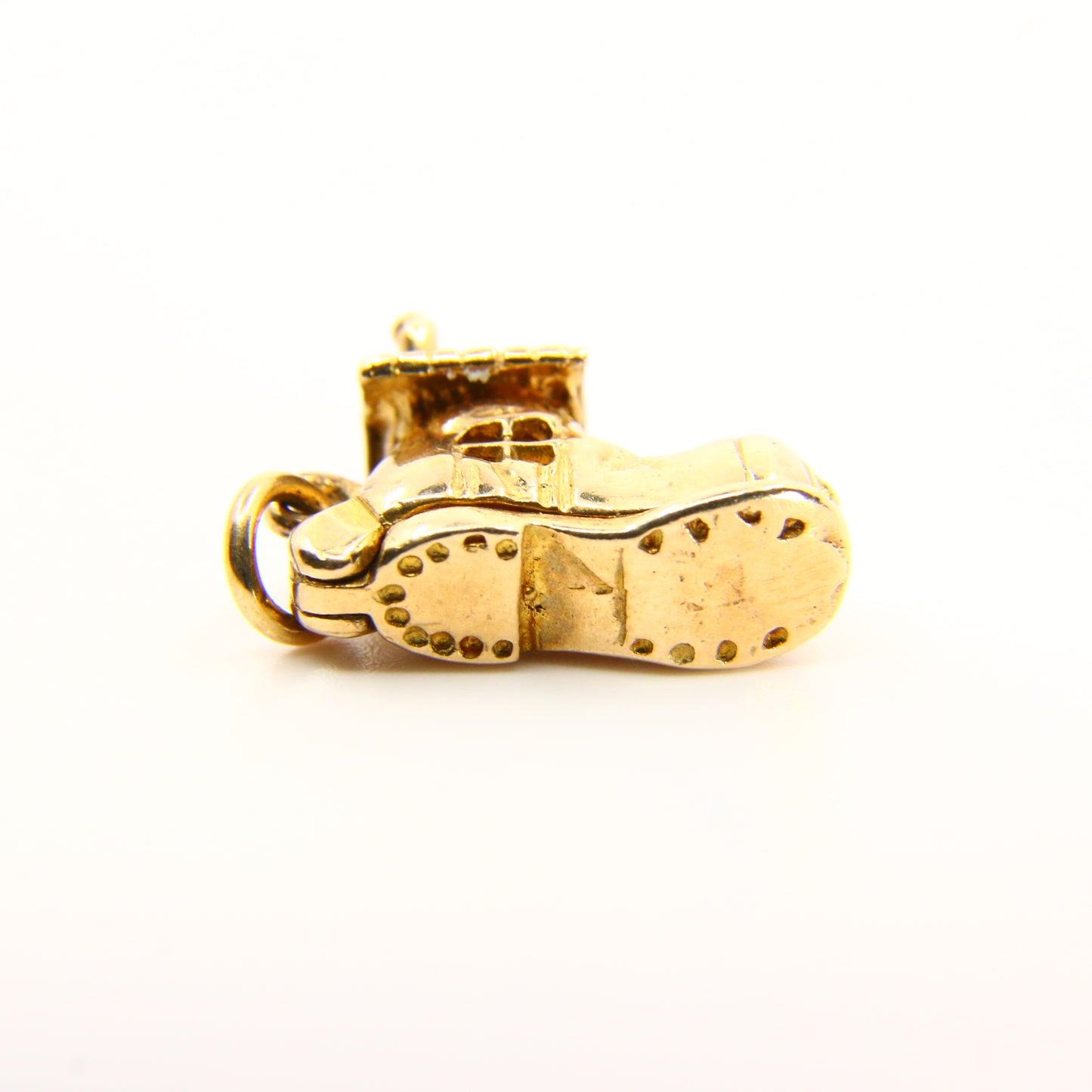 Vintage 9ct Gold Boot Opening Pendant Enamel Detailed Charm Folk Lore Yellow Gold Hallmarked