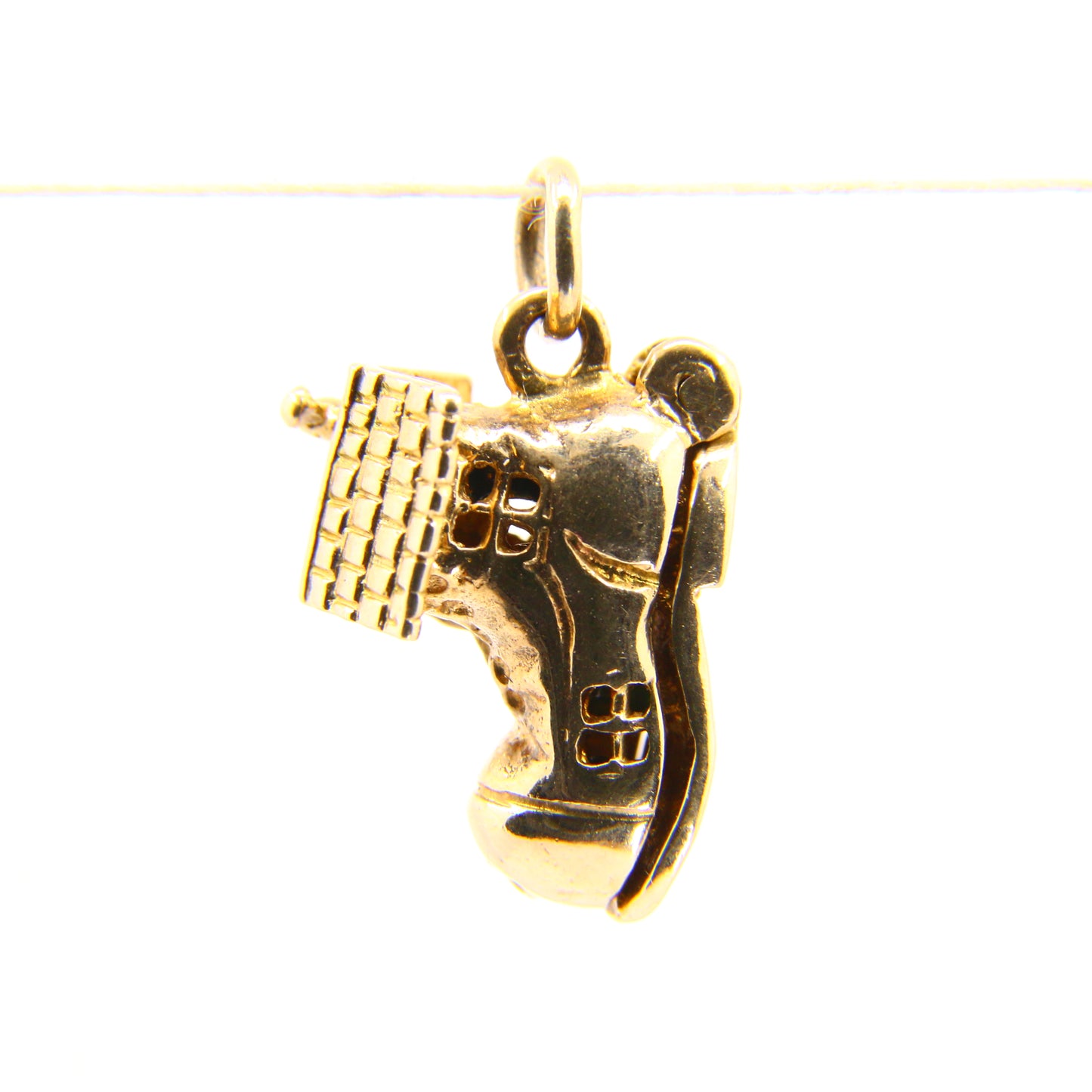 Vintage 9ct Gold Boot Opening Pendant Enamel Detailed Charm Folk Lore Yellow Gold Hallmarked