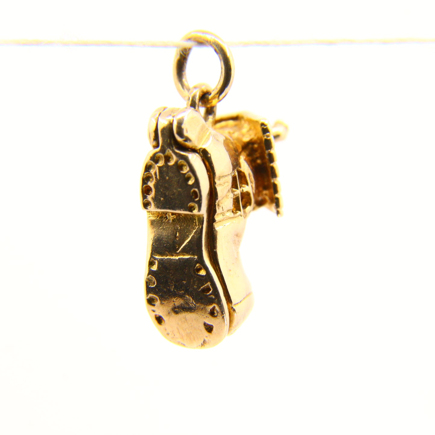 Vintage 9ct Gold Boot Opening Pendant Enamel Detailed Charm Folk Lore Yellow Gold Hallmarked