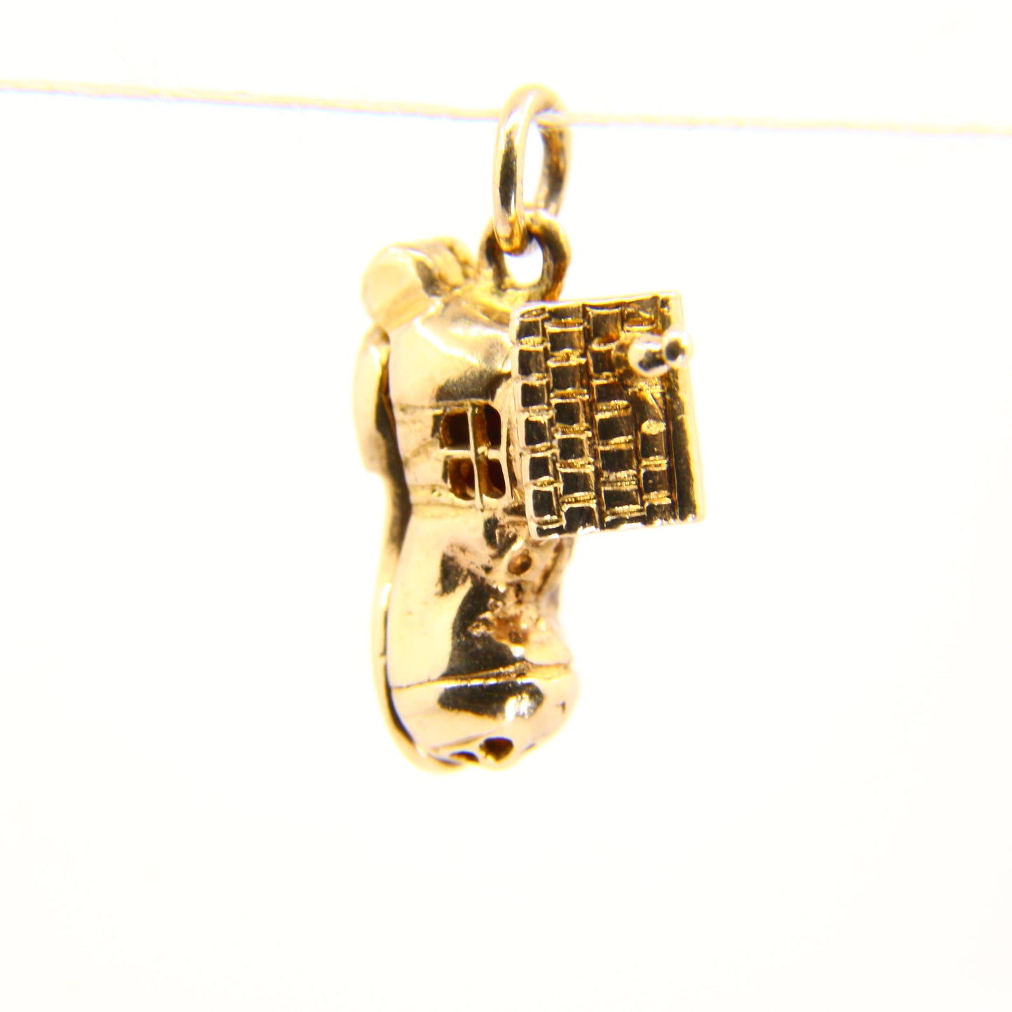 Vintage 9ct Gold Boot Opening Pendant Enamel Detailed Charm Folk Lore Yellow Gold Hallmarked