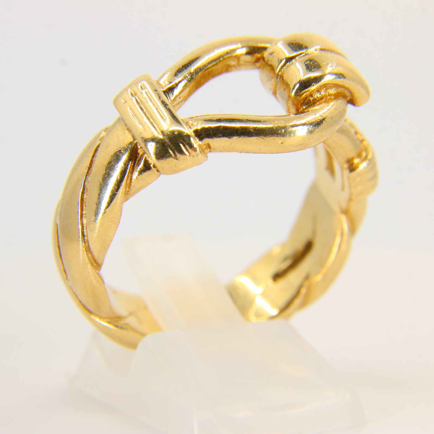 Vintage Heavy 9 Carat Buckle Ring Yellow Gold Boxed Hallmarked UK Size X