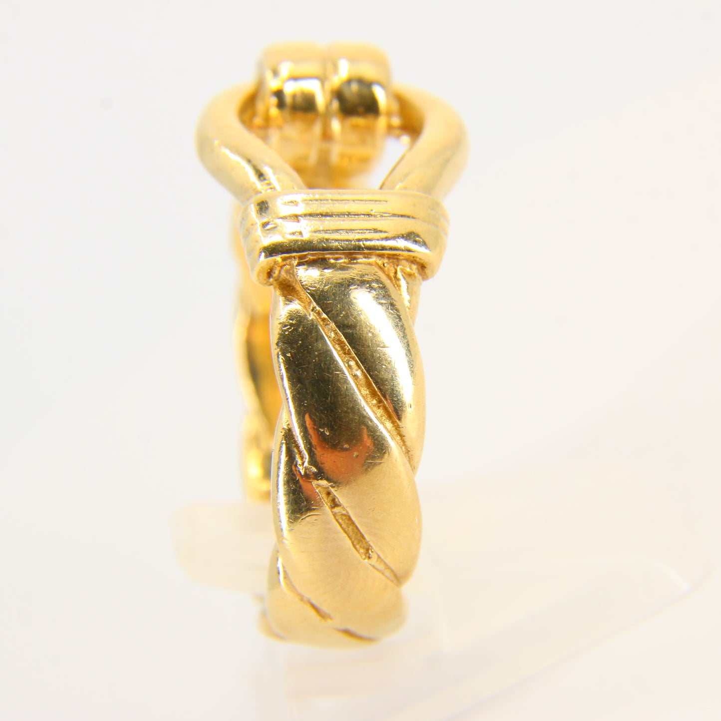 Vintage Heavy 9 Carat Buckle Ring Yellow Gold Boxed Hallmarked UK Size X