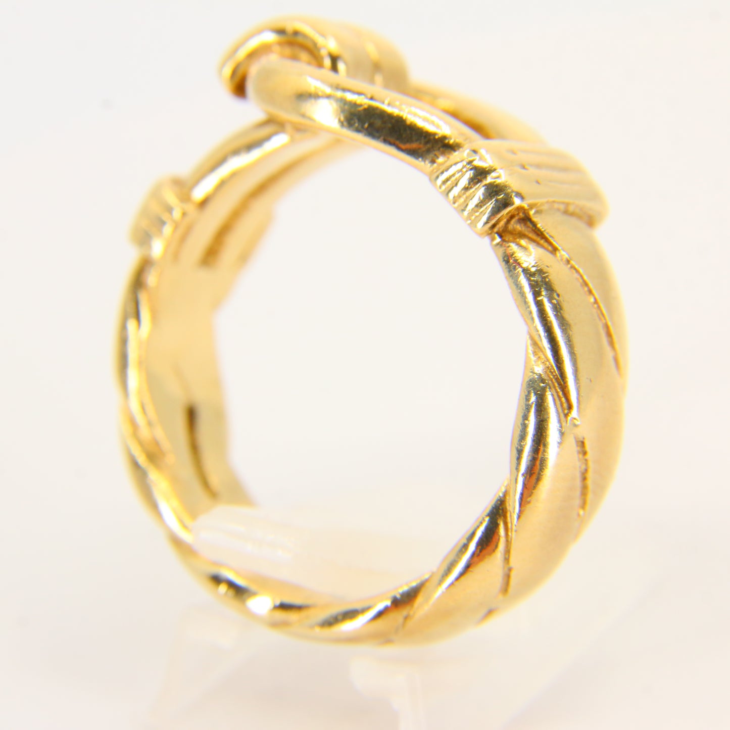Vintage Heavy 9 Carat Buckle Ring Yellow Gold Boxed Hallmarked UK Size X