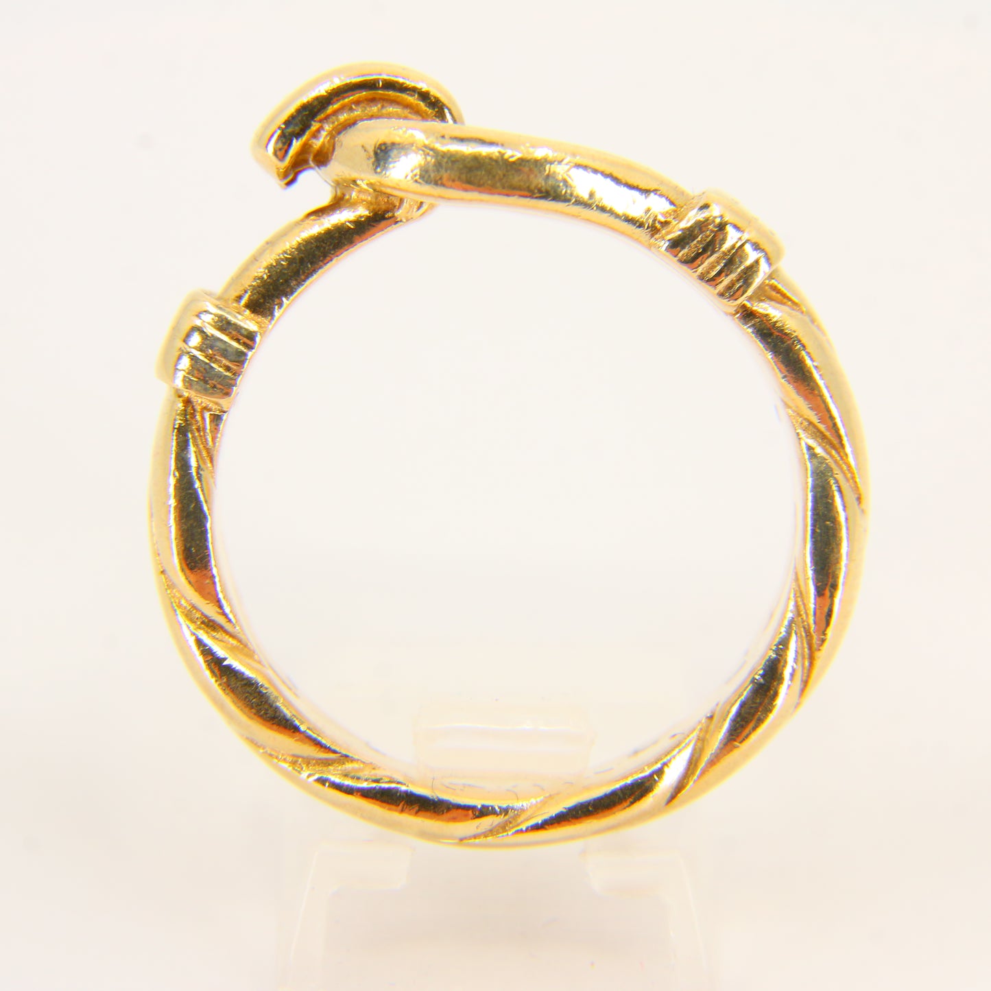 Vintage Heavy 9 Carat Buckle Ring Yellow Gold Boxed Hallmarked UK Size X