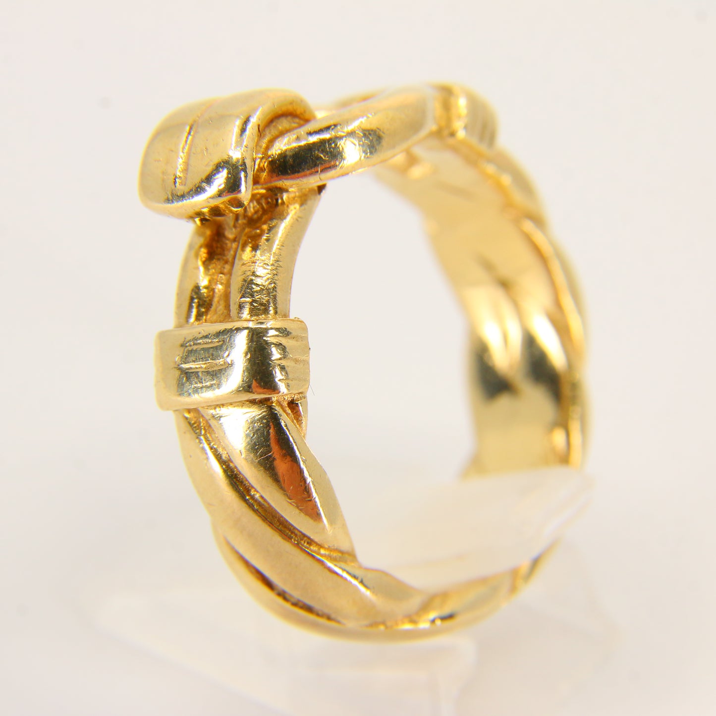 Vintage Heavy 9 Carat Buckle Ring Yellow Gold Boxed Hallmarked UK Size X