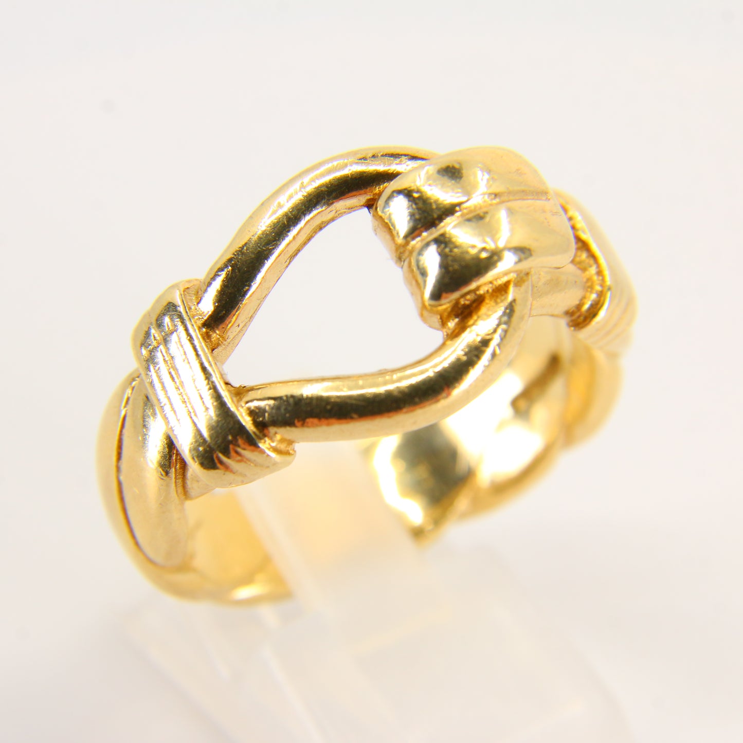 Vintage Heavy 9 Carat Buckle Ring Yellow Gold Boxed Hallmarked UK Size X