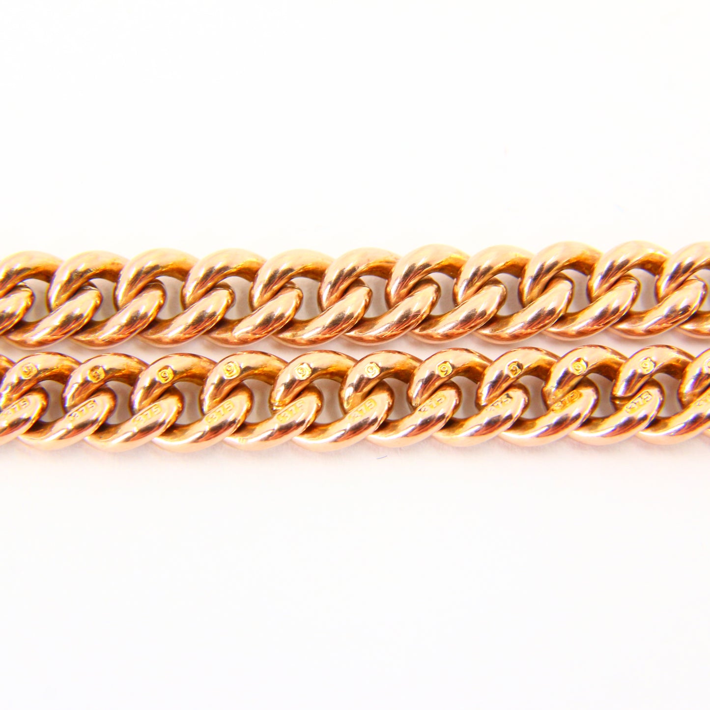 Antique 9ct Rose Gold T Bar Slider Necklace Double Albert Guard Chain Hallmarked