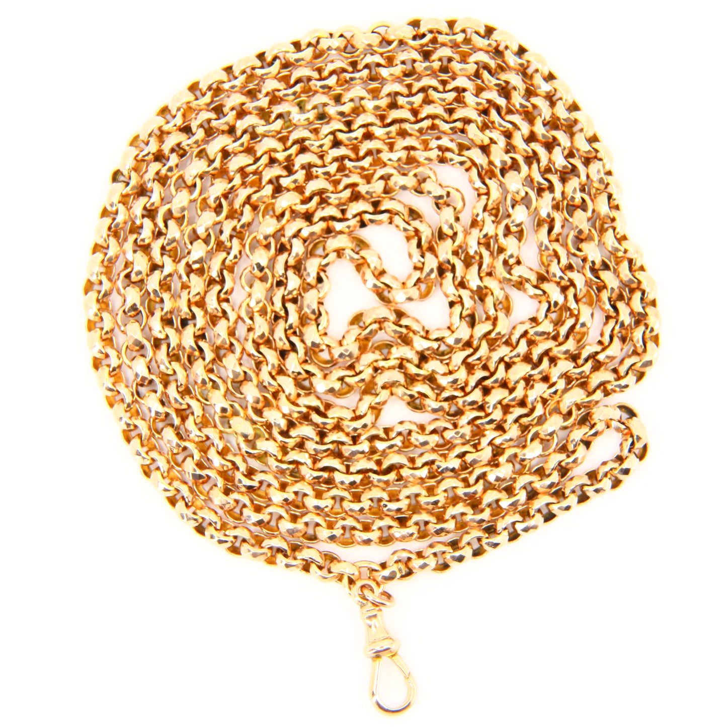 Antique 54" Long 9ct Gold Muff Guard Watch Chain Necklace Yellow Gold Hallmarked