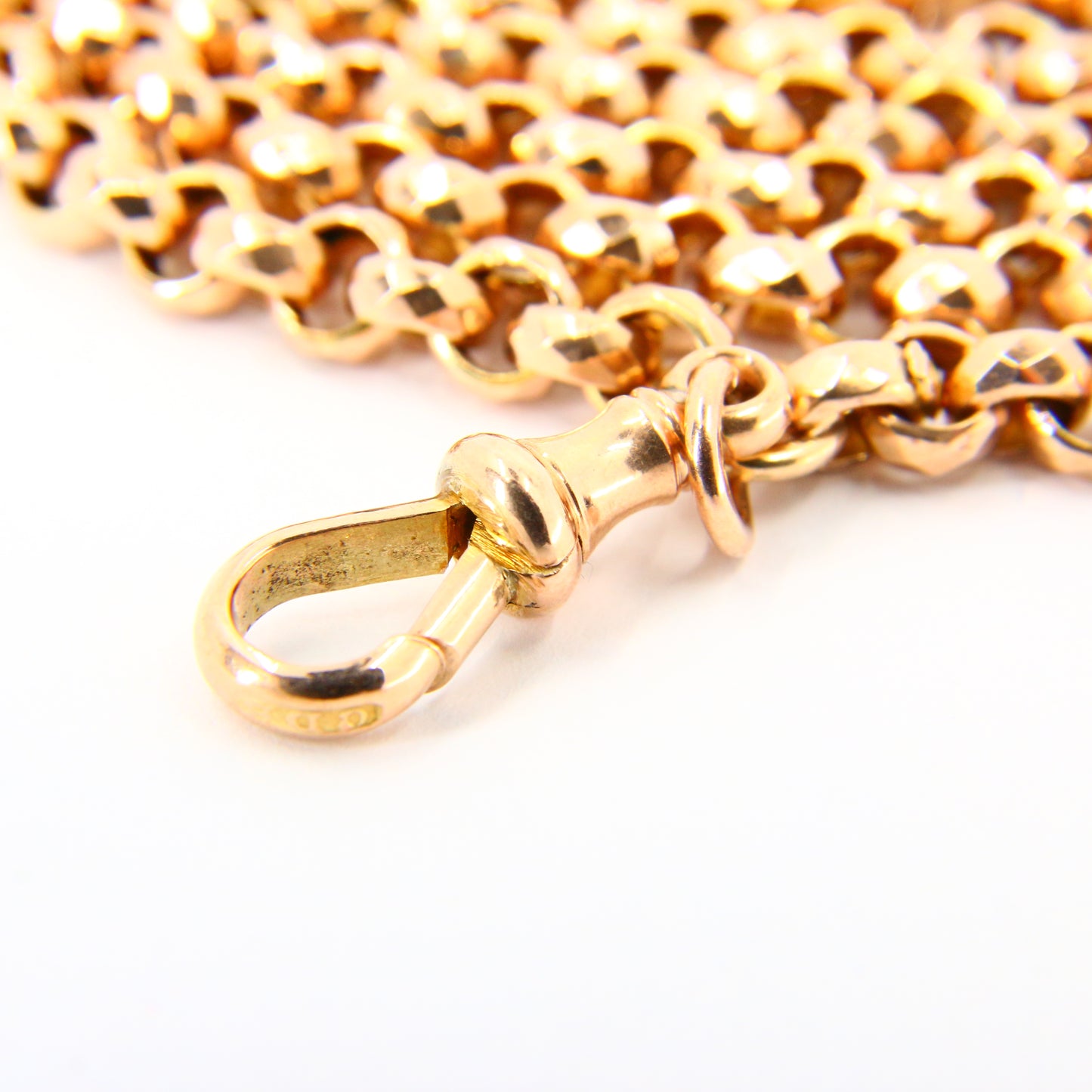 Antique 54" Long 9ct Gold Muff Guard Watch Chain Necklace Yellow Gold Hallmarked