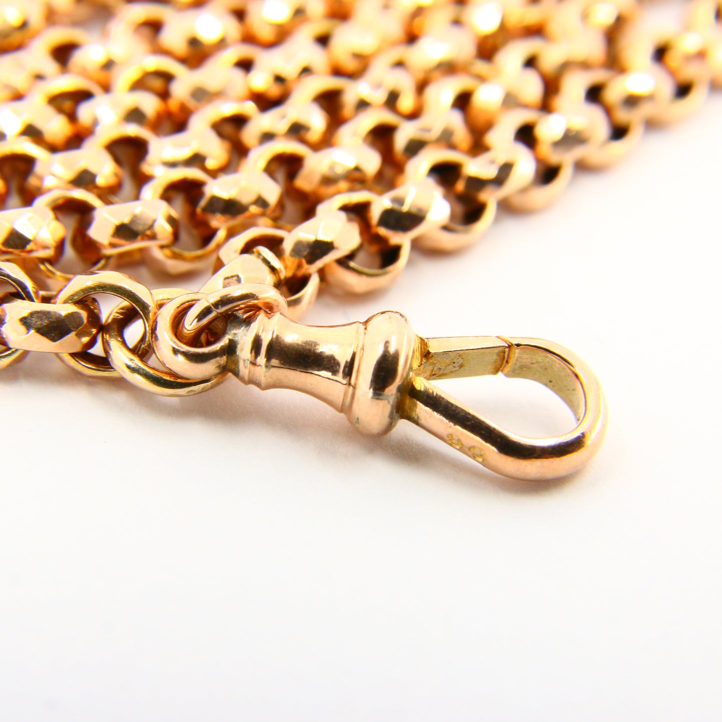 Antique 54" Long 9ct Gold Muff Guard Watch Chain Necklace Yellow Gold Hallmarked