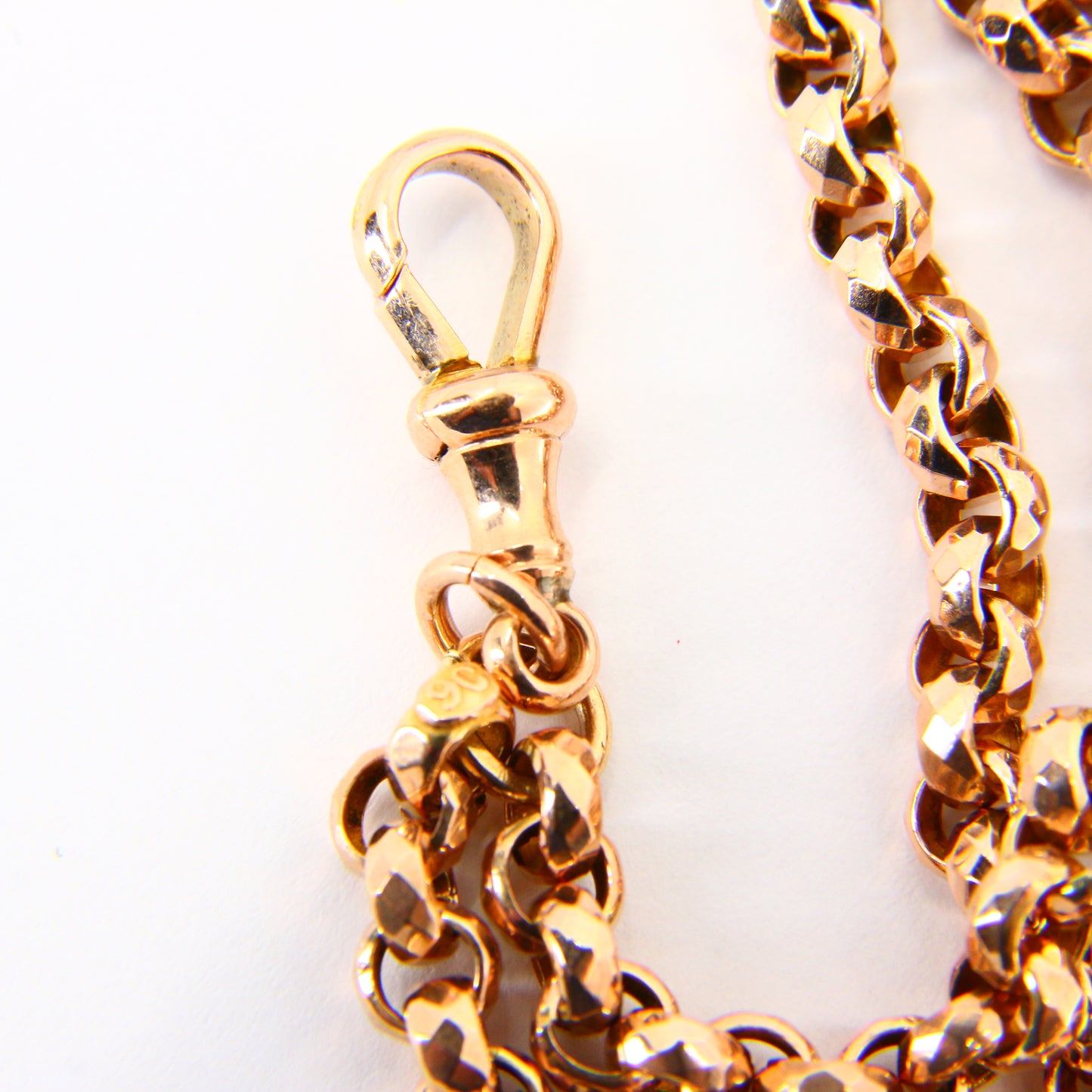 Antique 54" Long 9ct Gold Muff Guard Watch Chain Necklace Yellow Gold Hallmarked