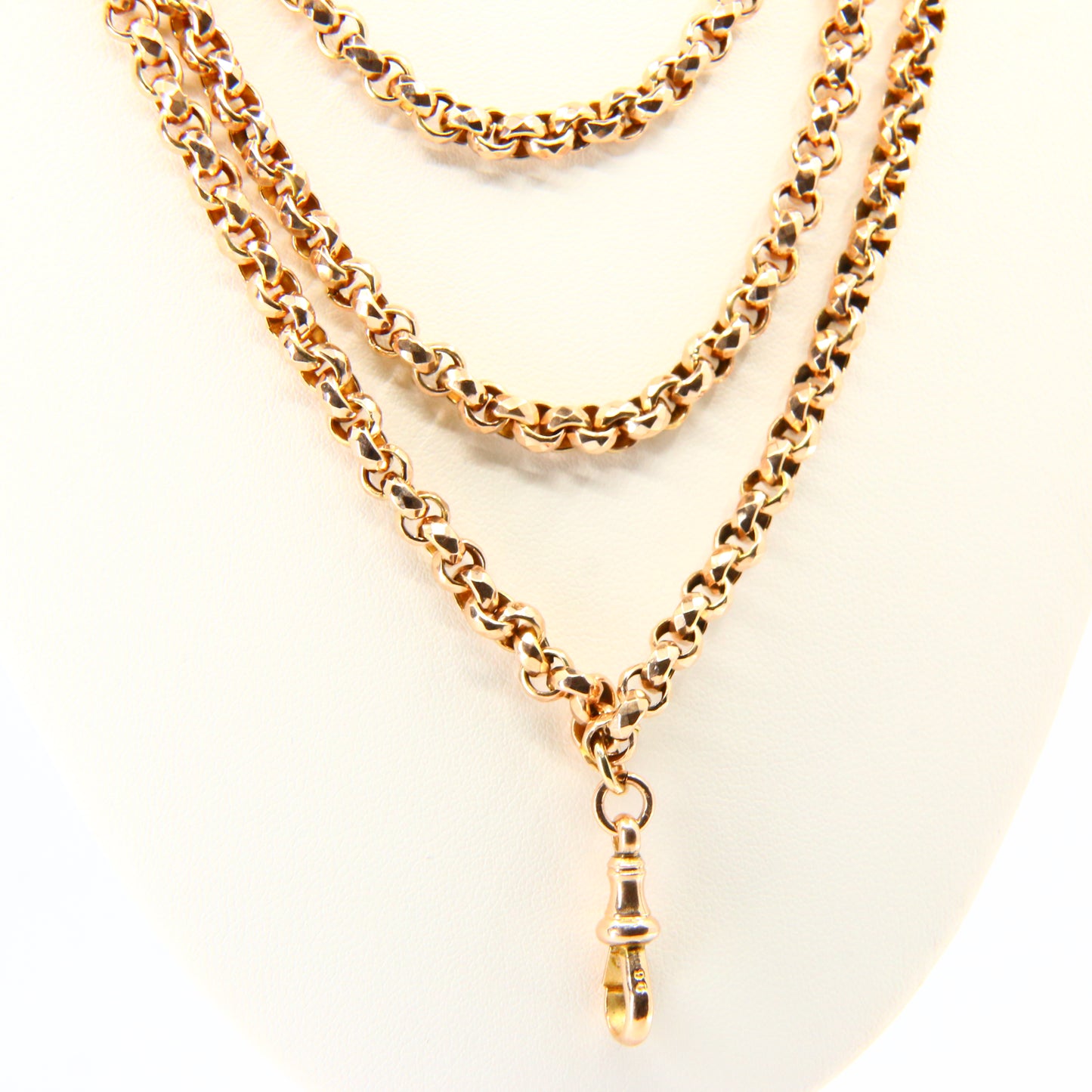 Antique 54" Long 9ct Gold Muff Guard Watch Chain Necklace Yellow Gold Hallmarked