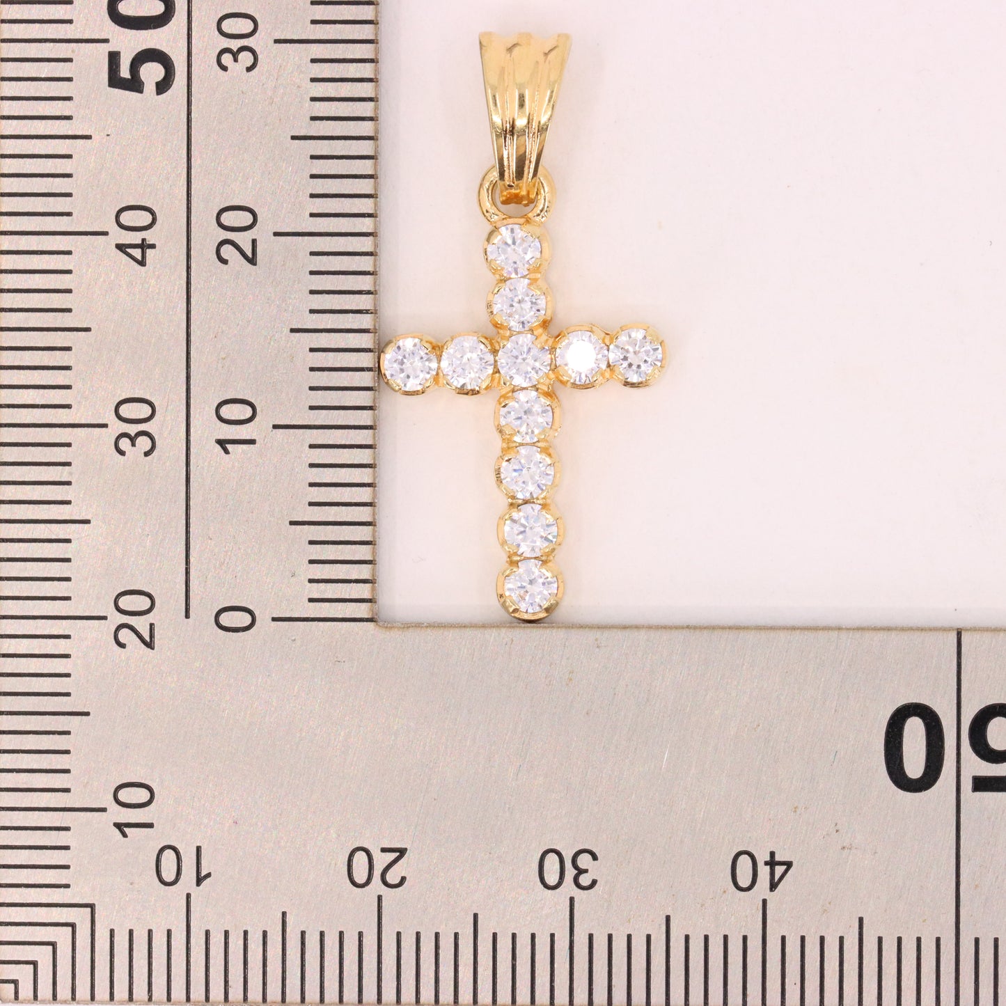 Vintage 9ct Hallmarked Italian Yellow Gold CZ Cross Pendant Religious Faith Gift