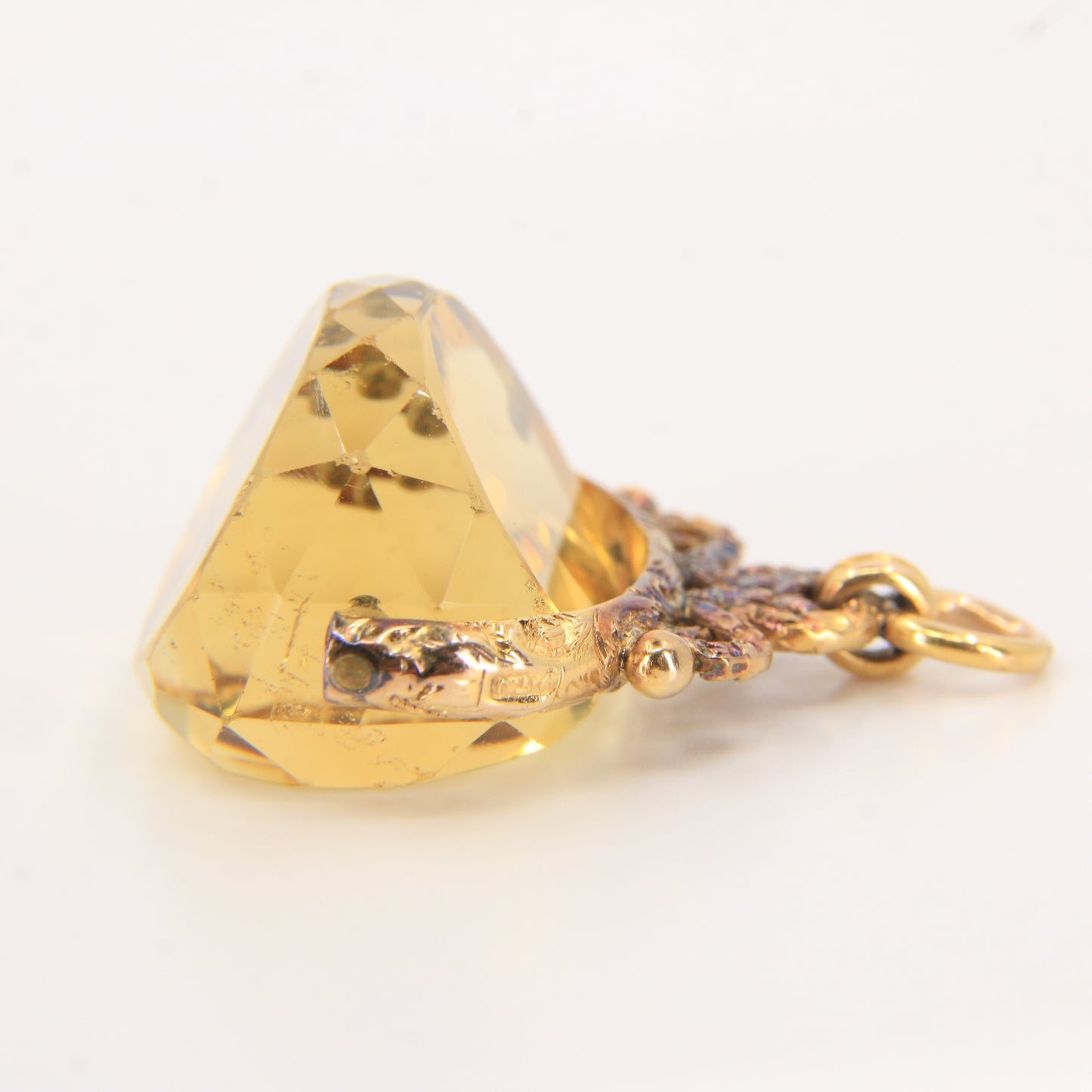 Vintage 9ct Gold Hallmarked Spinner Pendant Fob Citrine Drop Charm