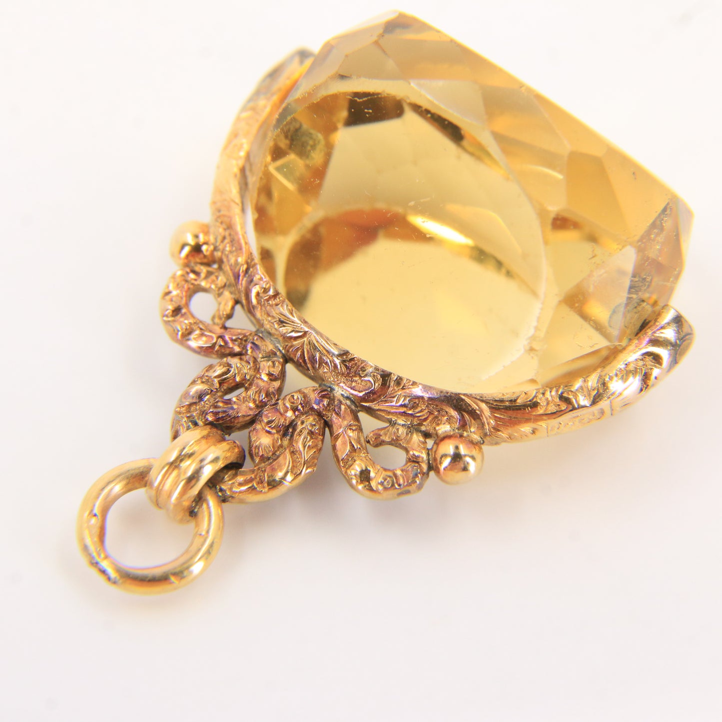 Vintage 9ct Gold Hallmarked Spinner Pendant Fob Citrine Drop Charm