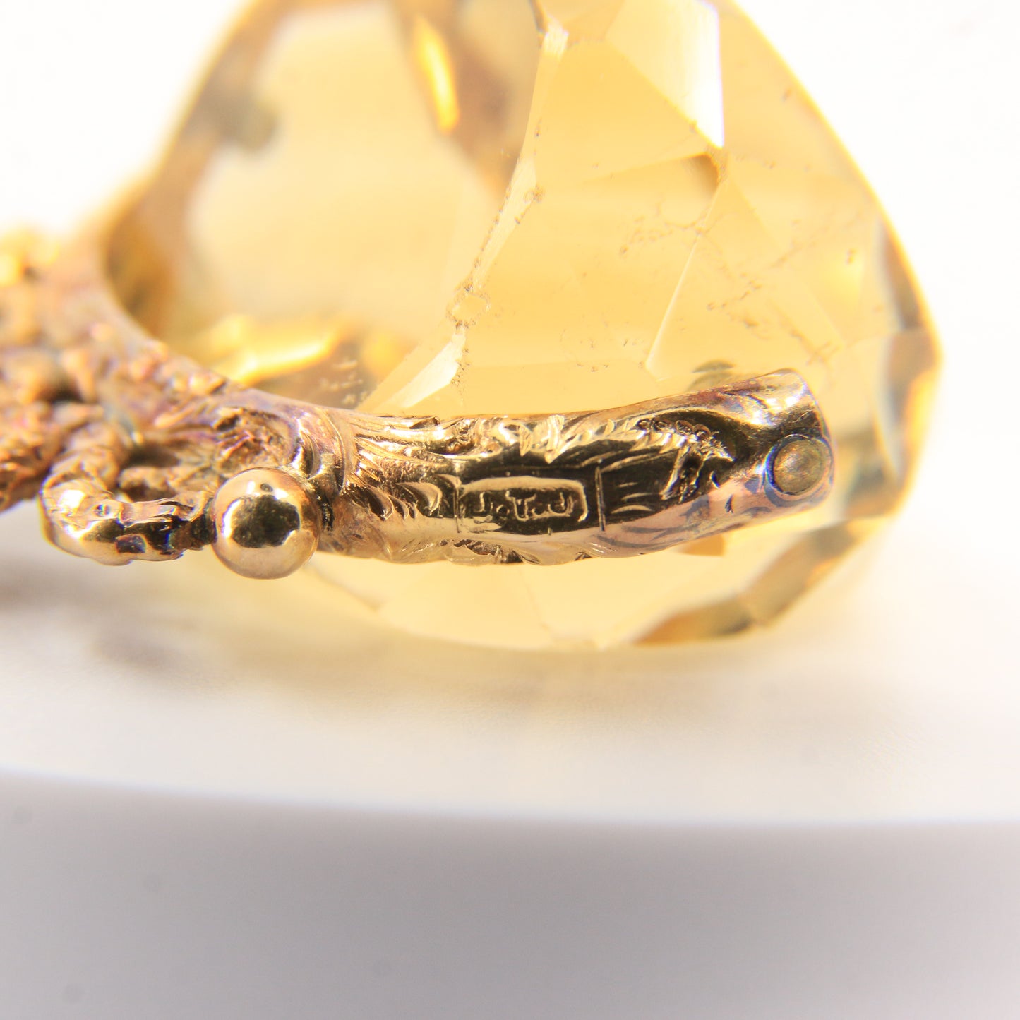Vintage 9ct Gold Hallmarked Spinner Pendant Fob Citrine Drop Charm
