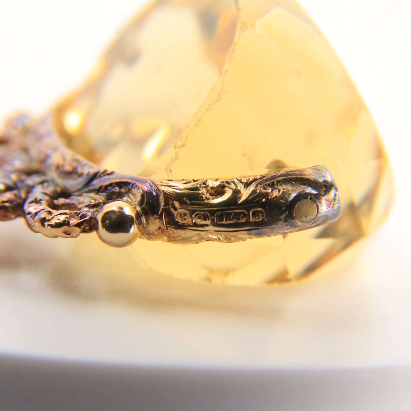Vintage 9ct Gold Hallmarked Spinner Pendant Fob Citrine Drop Charm