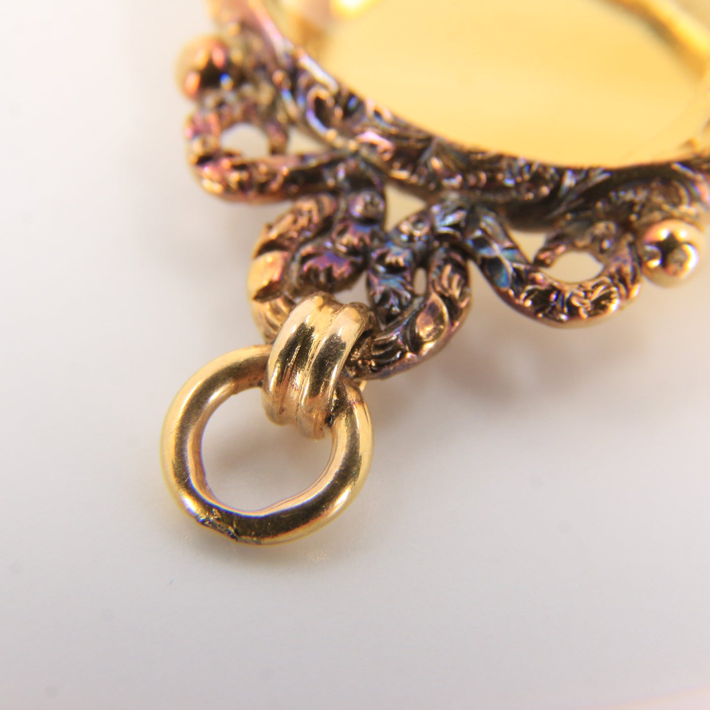 Vintage 9ct Gold Hallmarked Spinner Pendant Fob Citrine Drop Charm