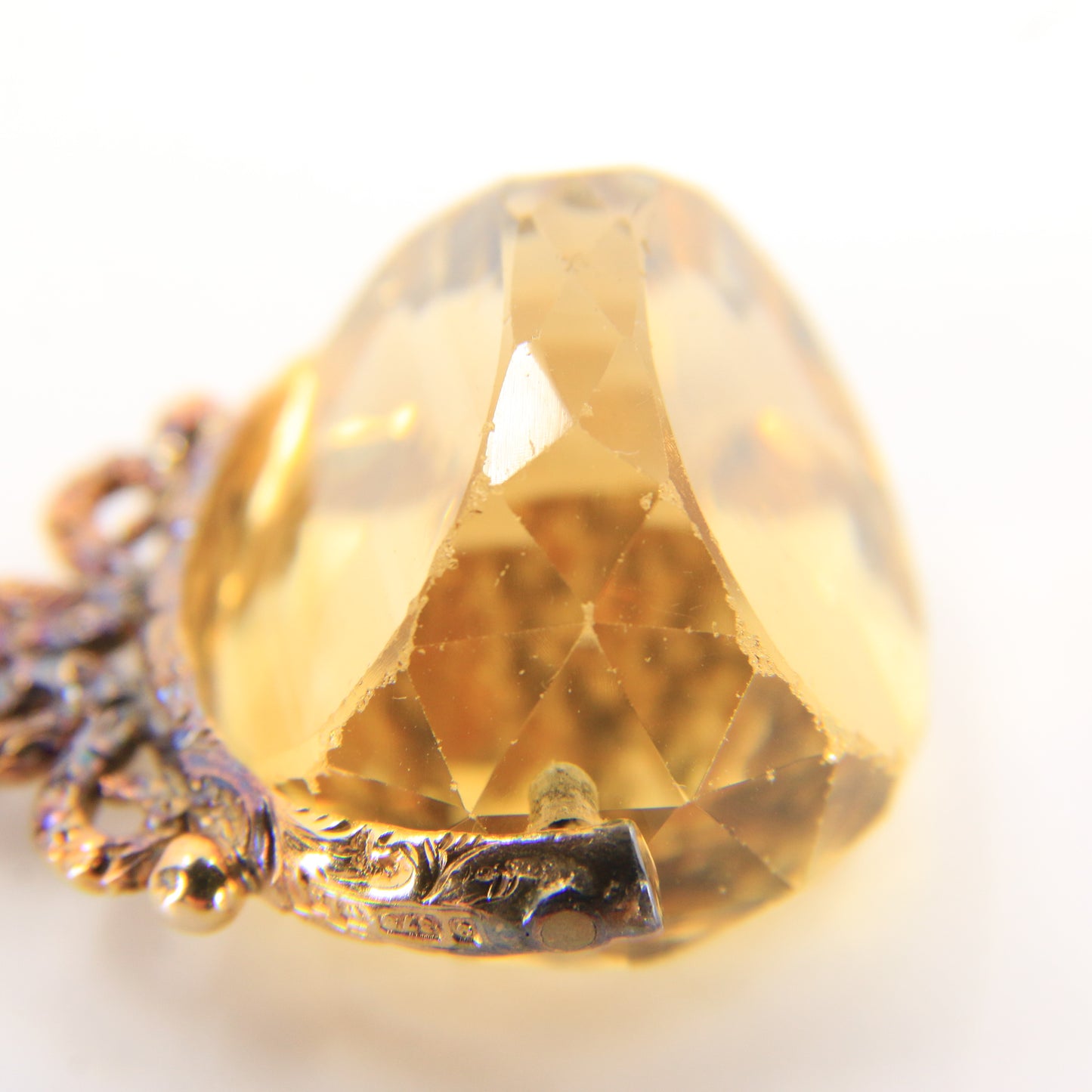 Vintage 9ct Gold Hallmarked Spinner Pendant Fob Citrine Drop Charm