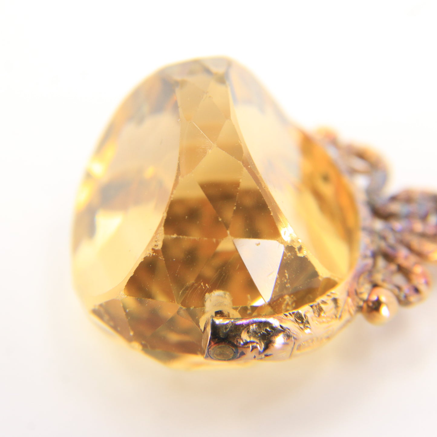 Vintage 9ct Gold Hallmarked Spinner Pendant Fob Citrine Drop Charm