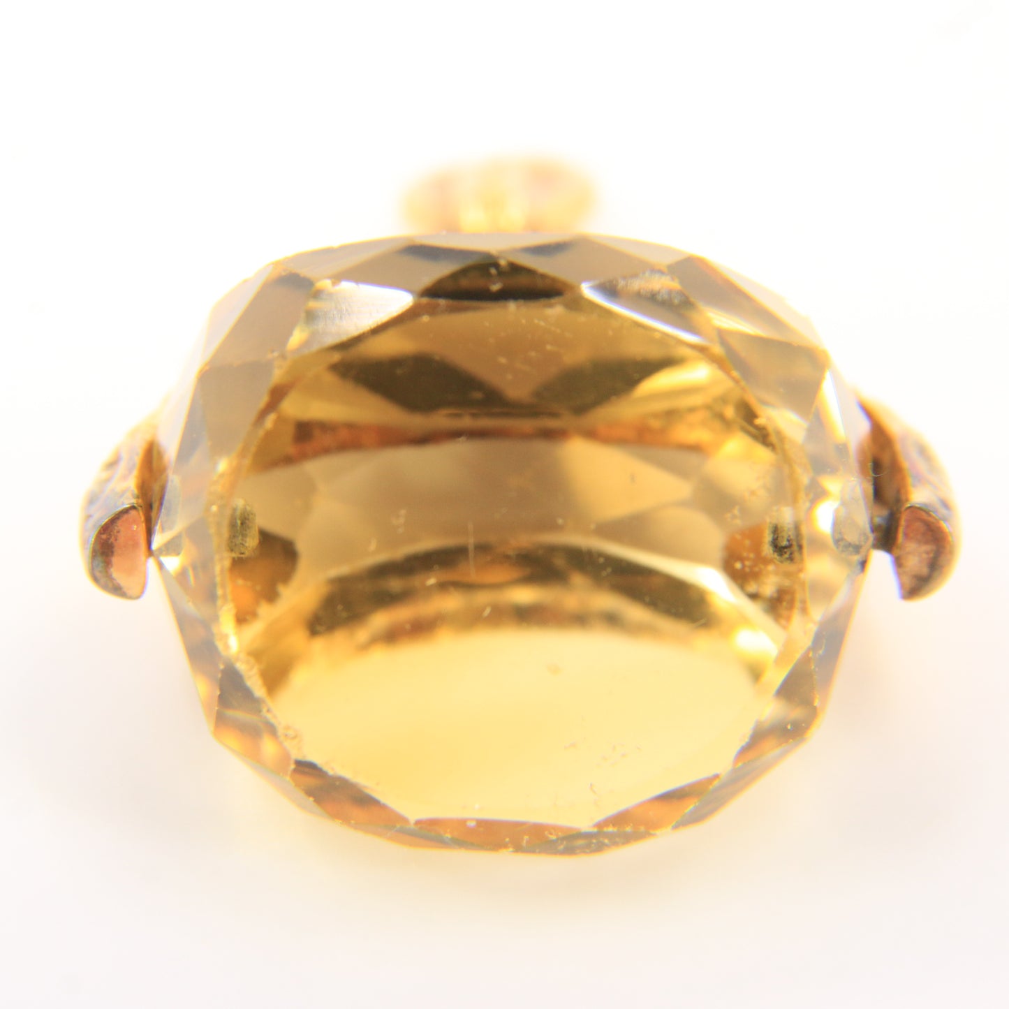 Vintage 9ct Gold Hallmarked Spinner Pendant Fob Citrine Drop Charm