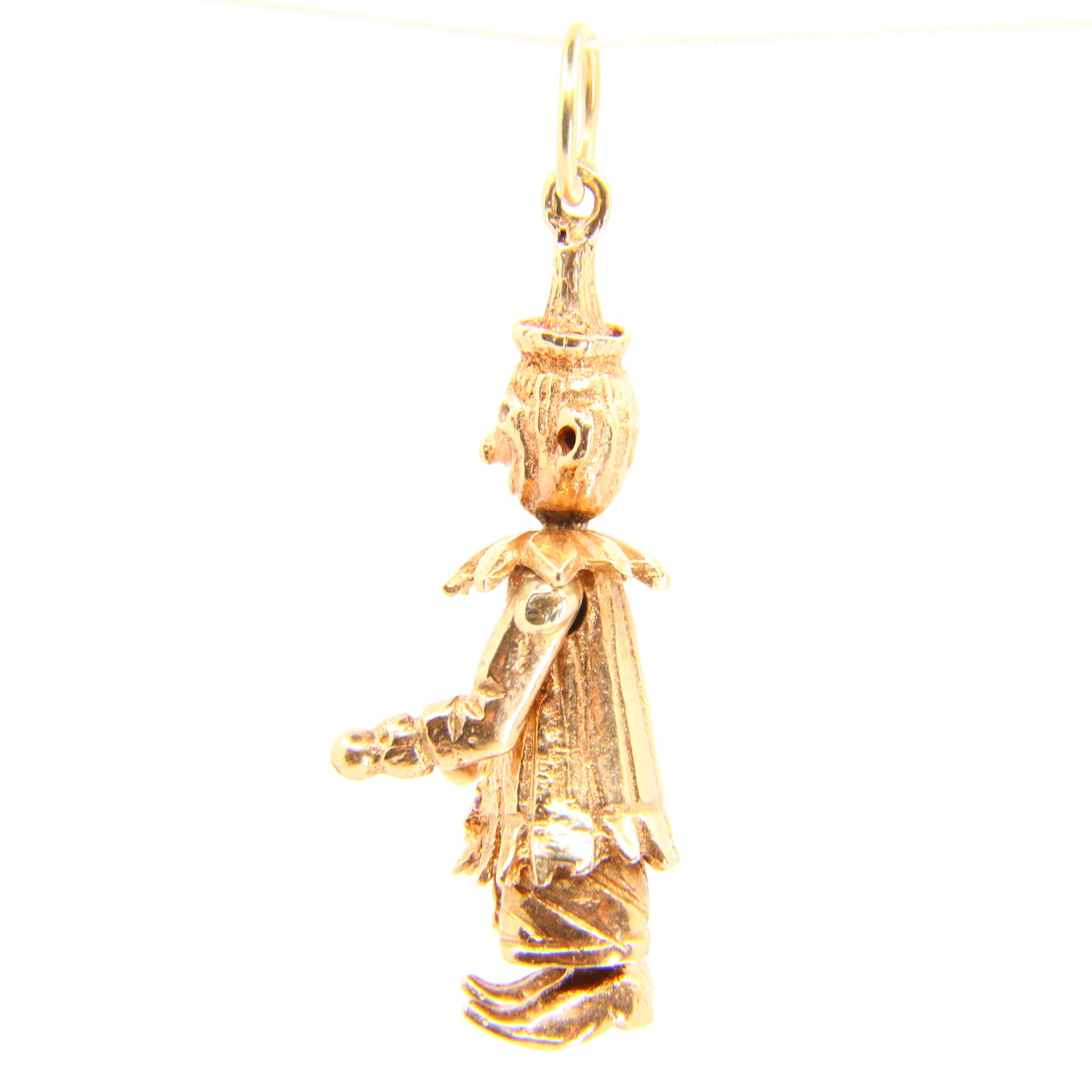 Vintage 9ct Articulated Clown Charm 3 Gem Yellow Gold Hallmarked Pendant