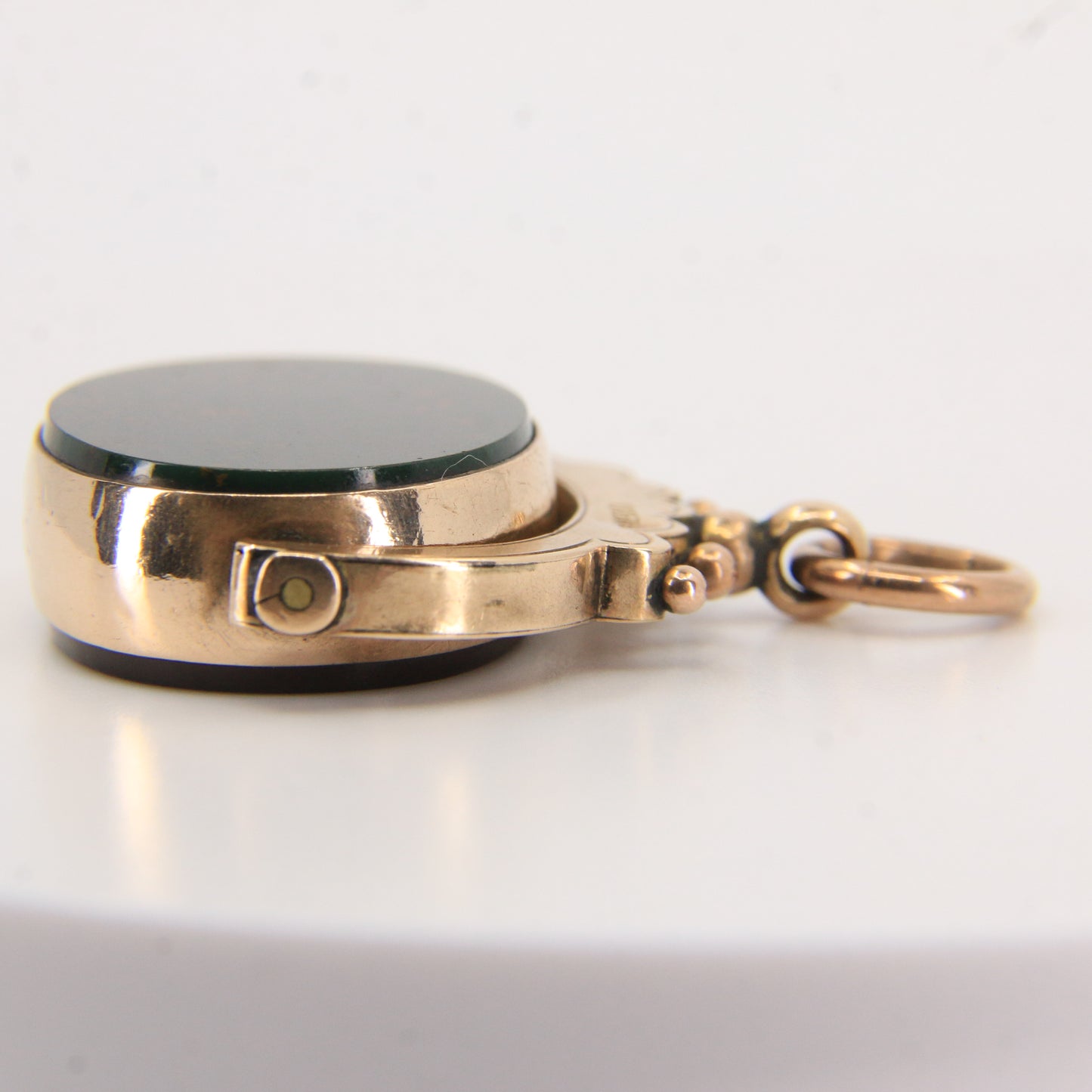 Antique 9ct Gold Hallmarked Spinner Pendant Fob Bloodstone Carnelian Charm