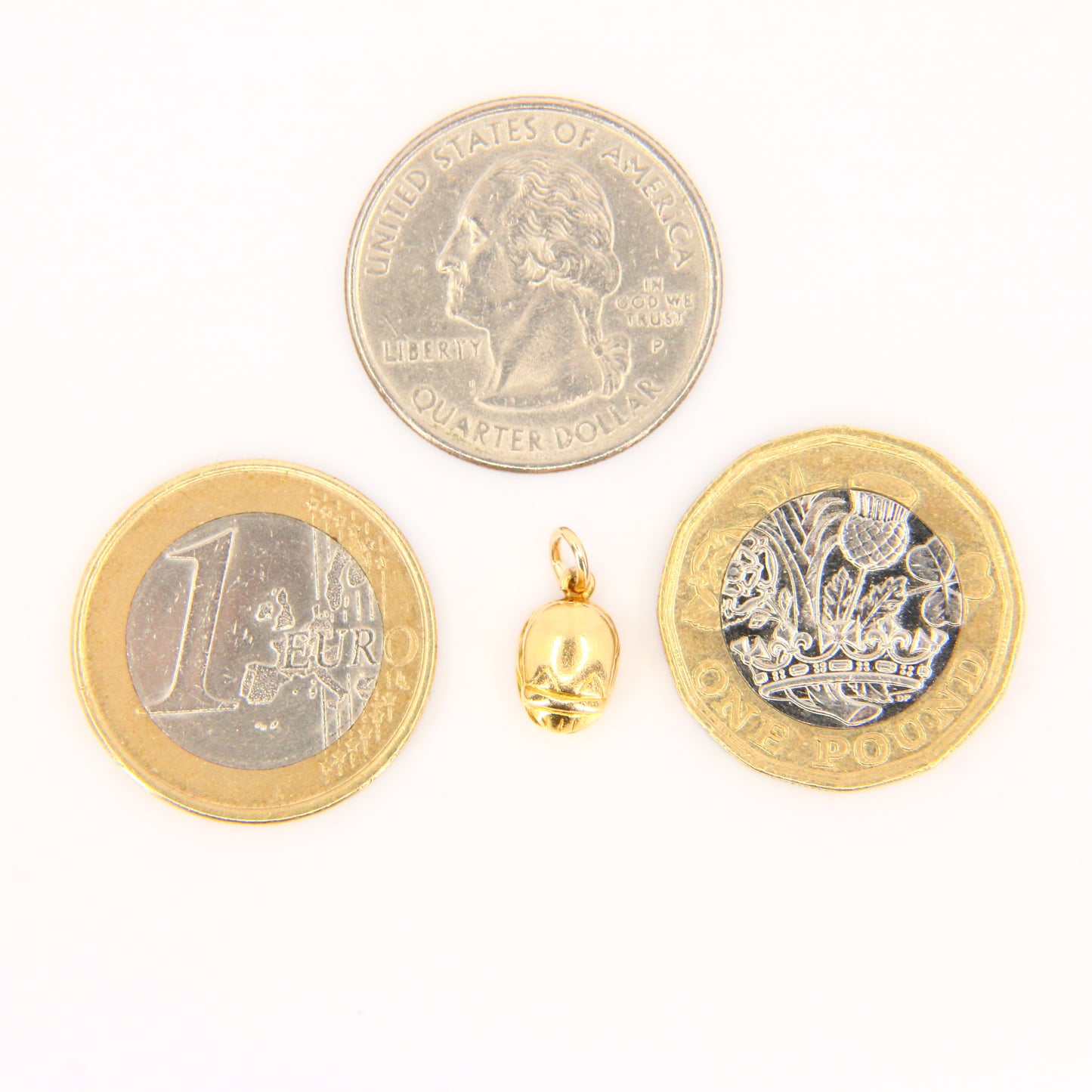 Vintage 18K Scarab Beetle Charm 18 Carat Yellow Gold Pendant Egyptian Hallmarked Gift