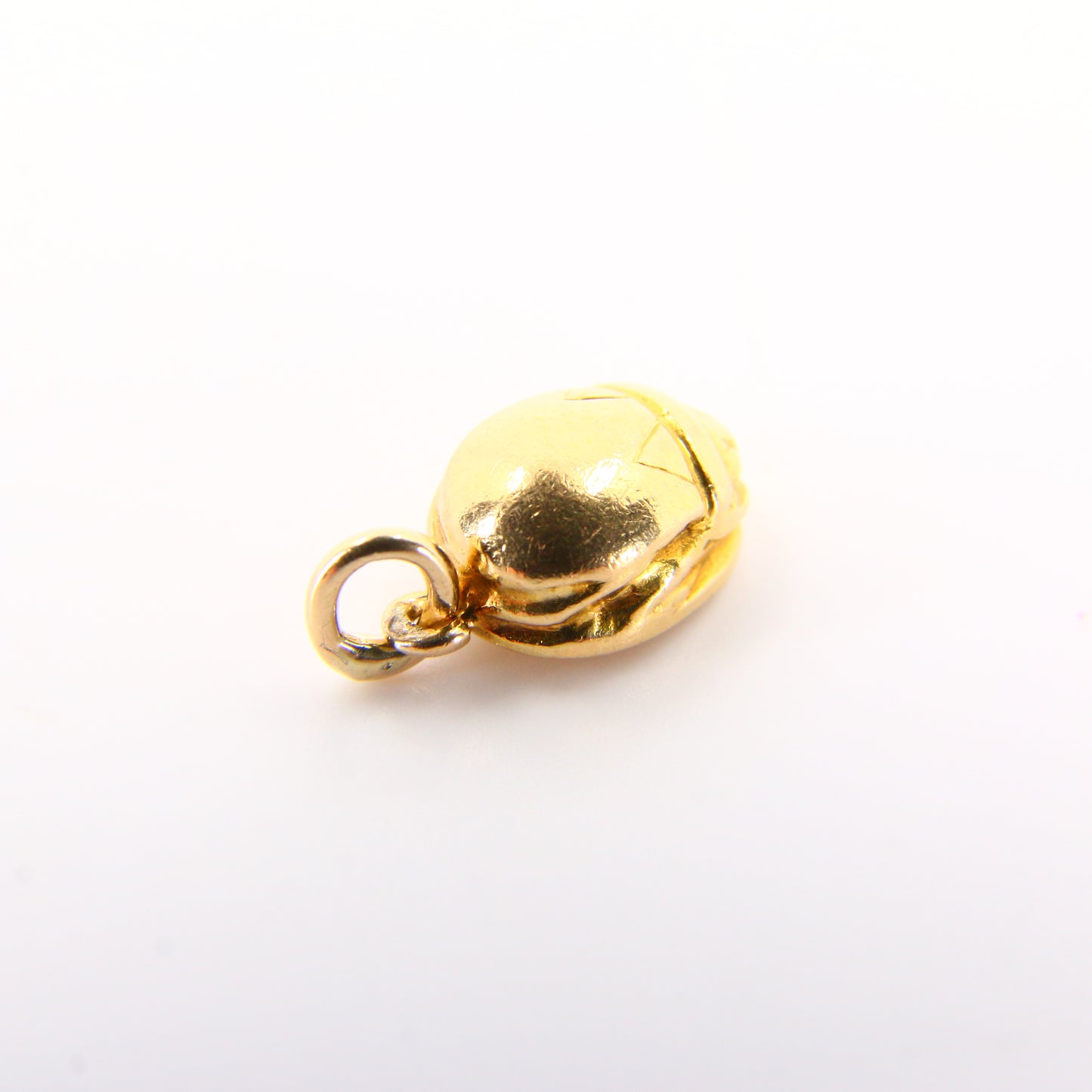 Vintage 18K Scarab Beetle Charm 18 Carat Yellow Gold Pendant Egyptian Hallmarked Gift