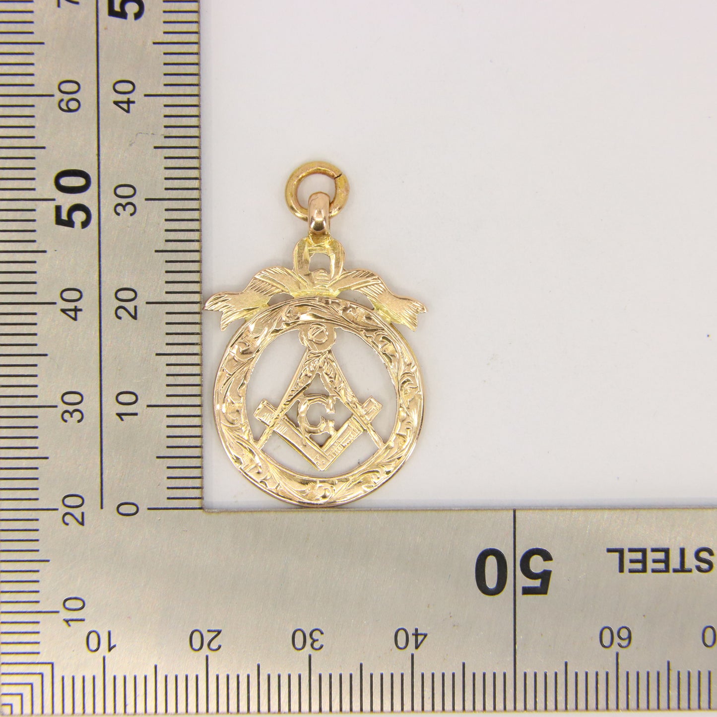 Vintage 9ct Gold Masonic G Pendant Freemason Symbol Member Charm Engraved Detail