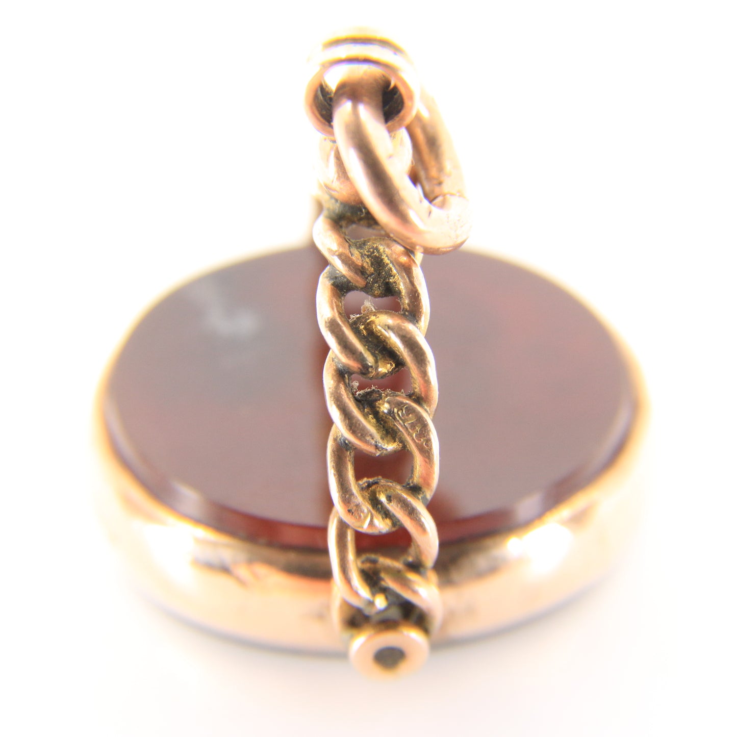 Antique 9ct Gold Hallmarked Spinner Pendant Fob Bloodstone Carnelian Charm