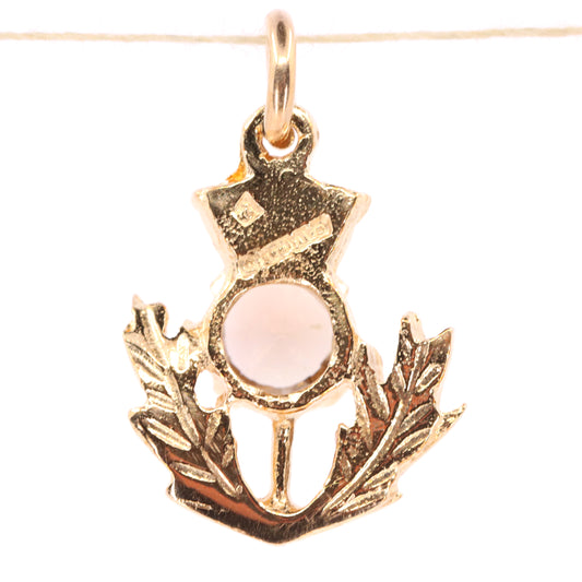 Vintage 9ct Hallmarked Gold Scottish Thistle Pendant Citrine Charm Gift