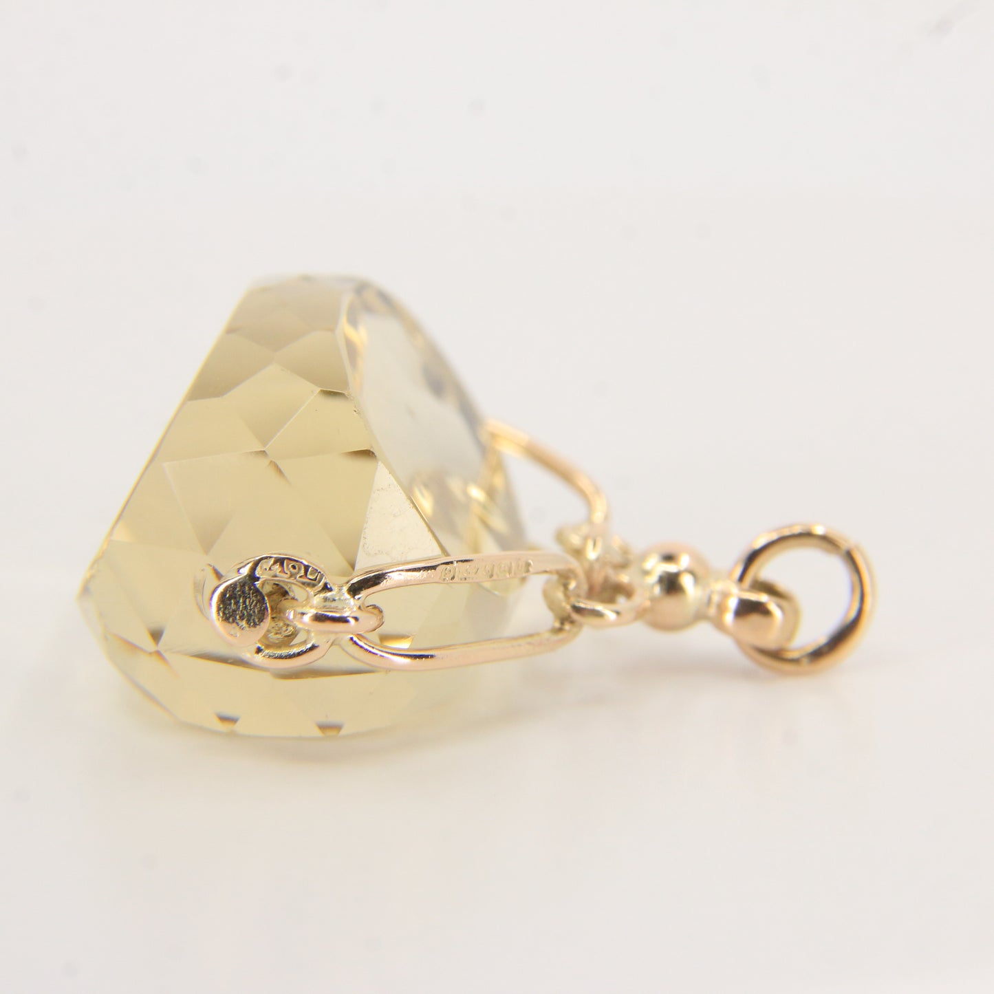 Vintage 9ct Hallmarked Citrine Spinner Pendant Yellow Gold Charm