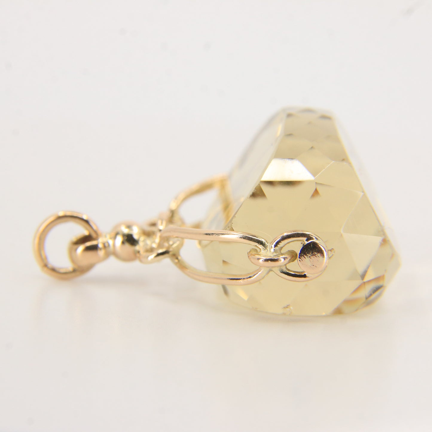 Vintage 9ct Hallmarked Citrine Spinner Pendant Yellow Gold Charm