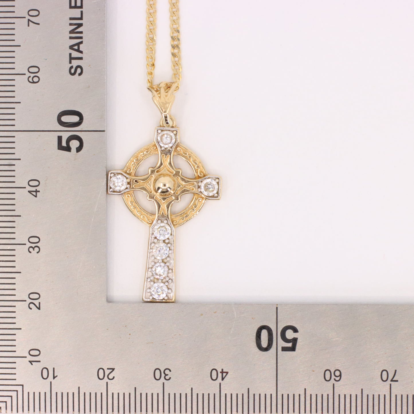 Vintage 9ct Hallmarked Gold Celtic Cross Pendant Necklace 20 Inch Boxed Gift