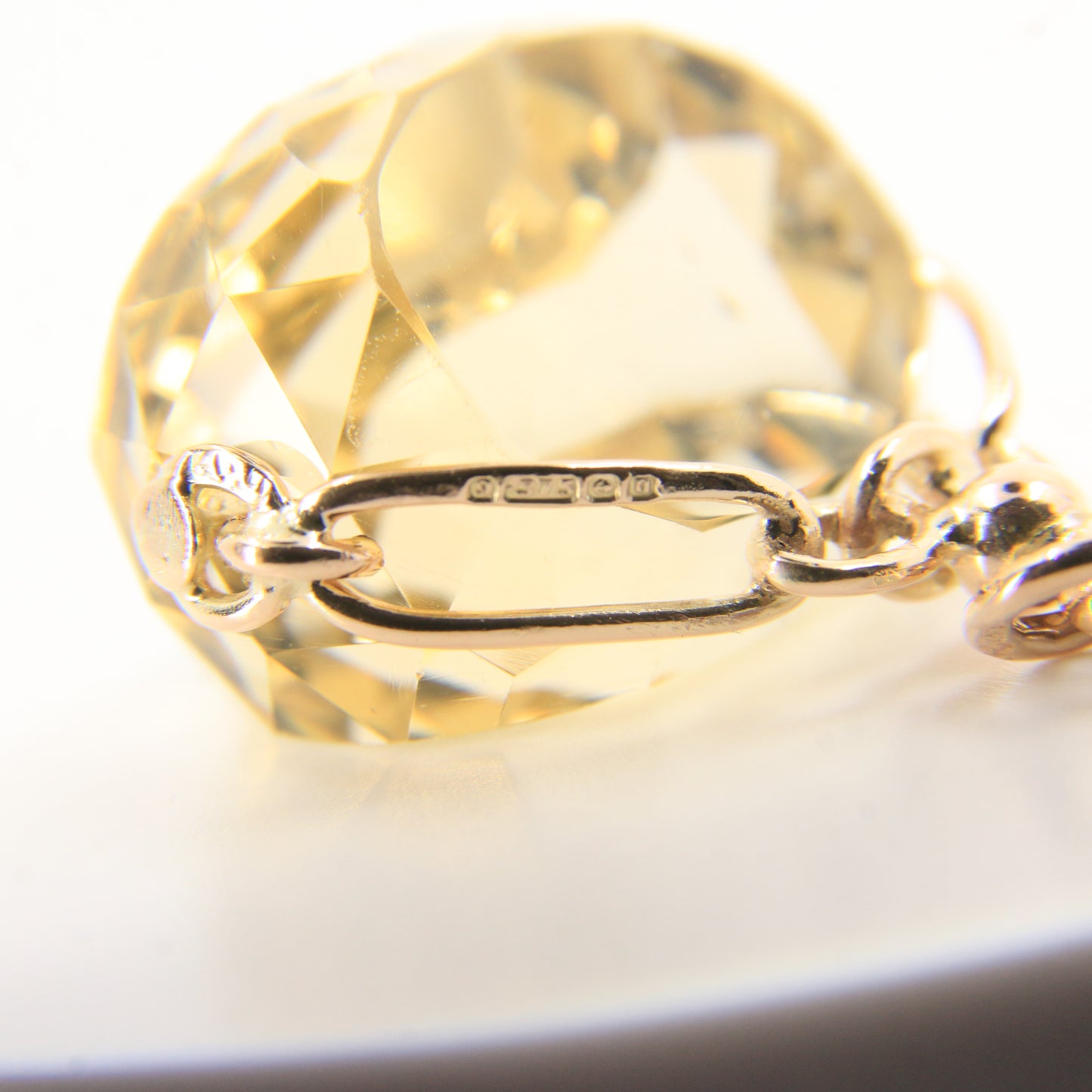 Vintage 9ct Hallmarked Citrine Spinner Pendant Yellow Gold Charm