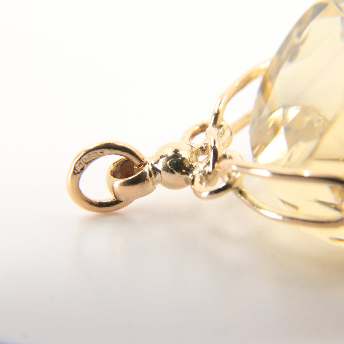 Vintage 9ct Hallmarked Citrine Spinner Pendant Yellow Gold Charm