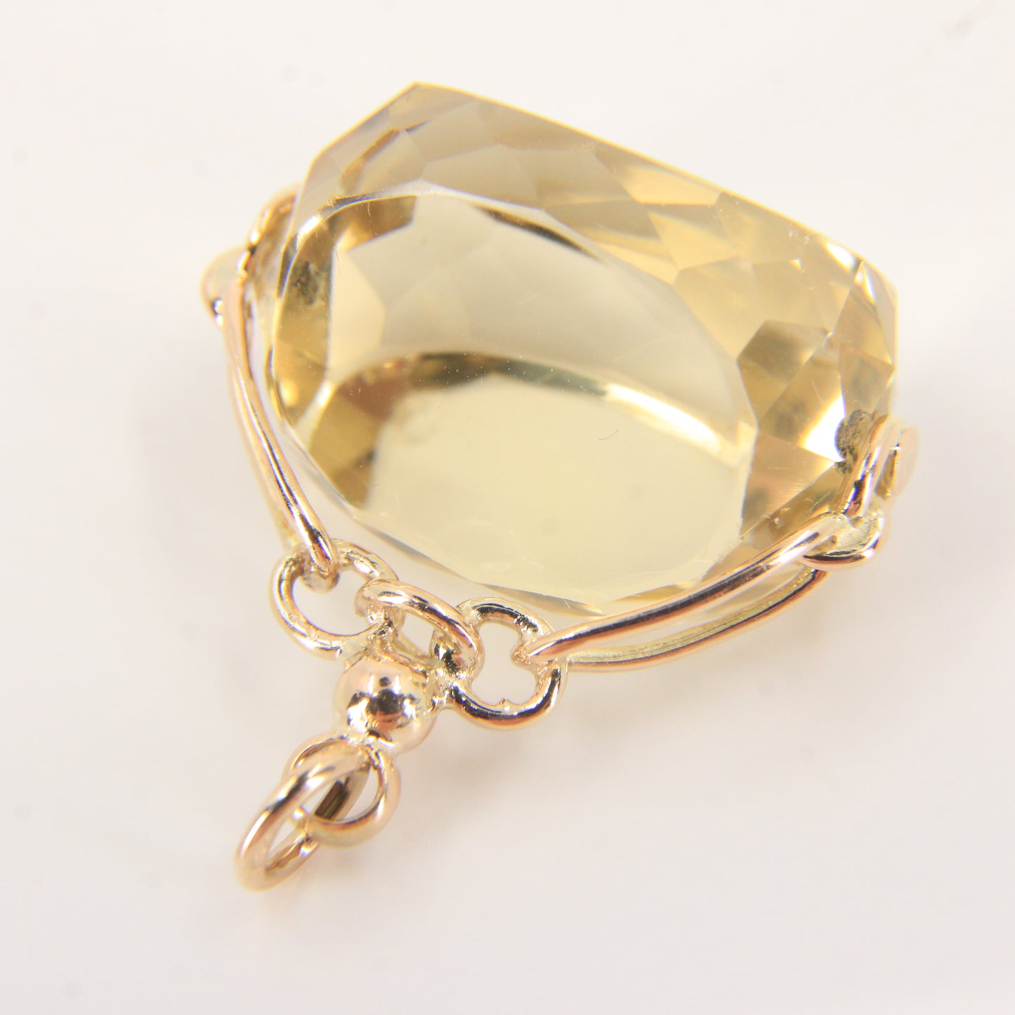 Vintage 9ct Hallmarked Citrine Spinner Pendant Yellow Gold Charm