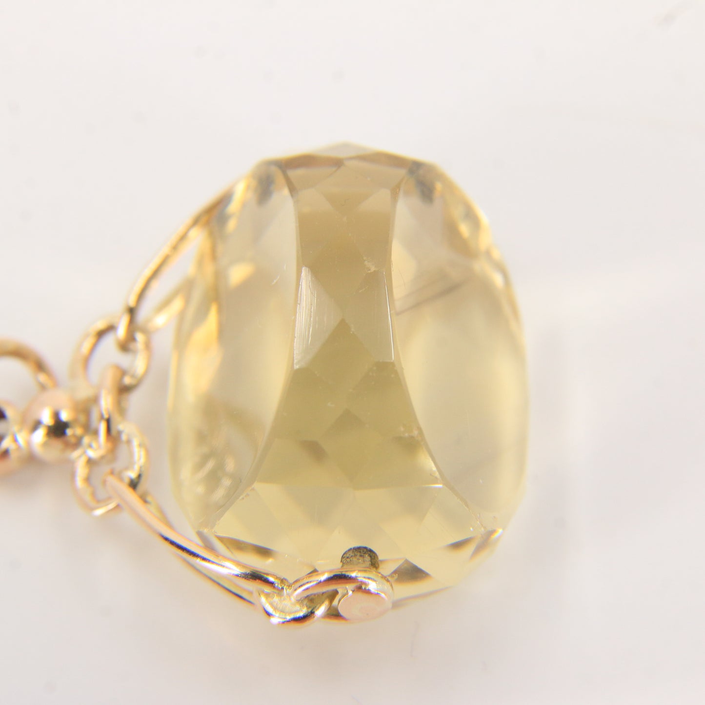 Vintage 9ct Hallmarked Citrine Spinner Pendant Yellow Gold Charm