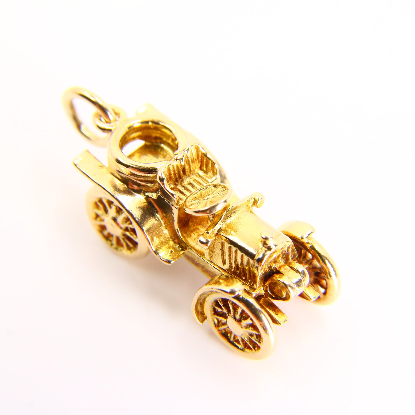 Vintage 9ct Automobile Opening Charm Detailed Yellow Gold Hallmarked Car Pendant