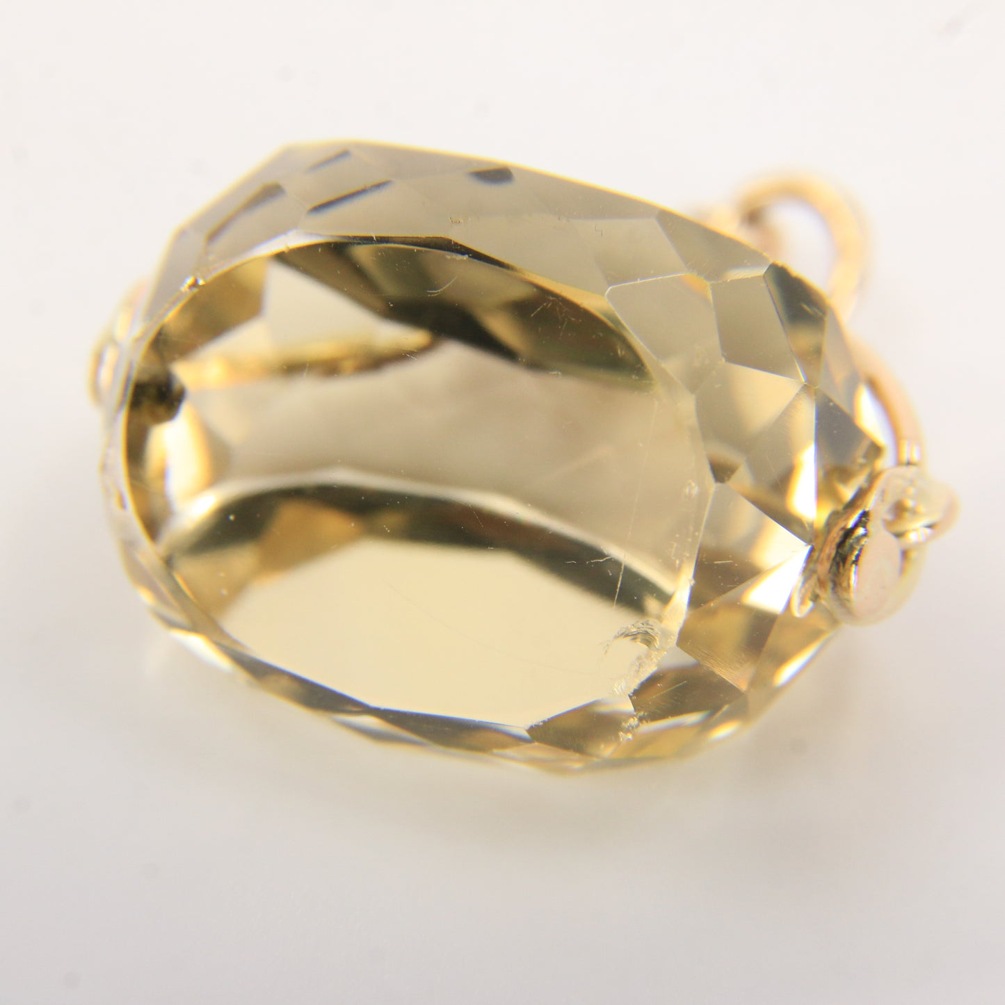 Vintage 9ct Hallmarked Citrine Spinner Pendant Yellow Gold Charm