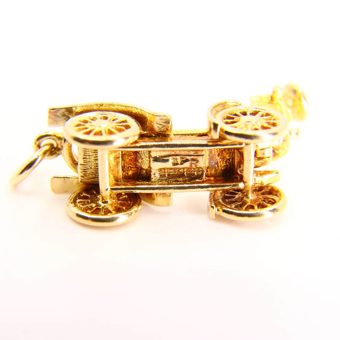 Vintage 9ct Automobile Opening Charm Detailed Yellow Gold Hallmarked Car Pendant